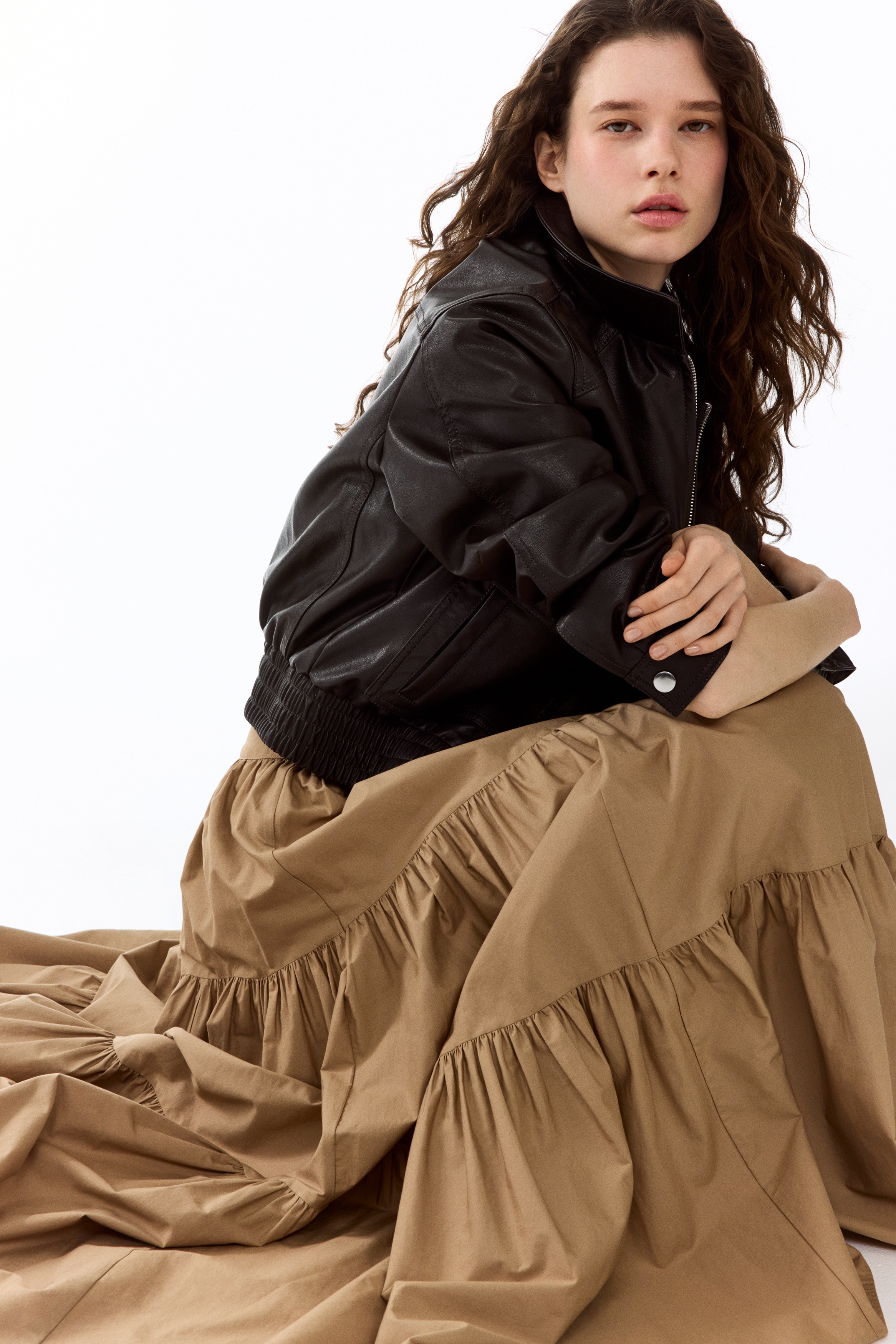 多層次及地長裙 - 深米色