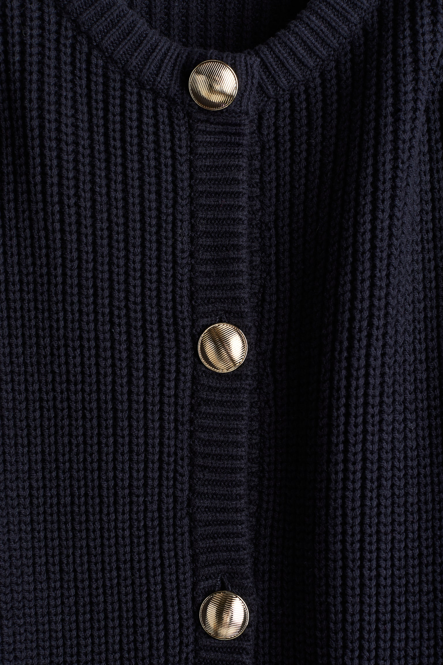 Rib-knit cardigan - Navy blue/Cream/Black - 4