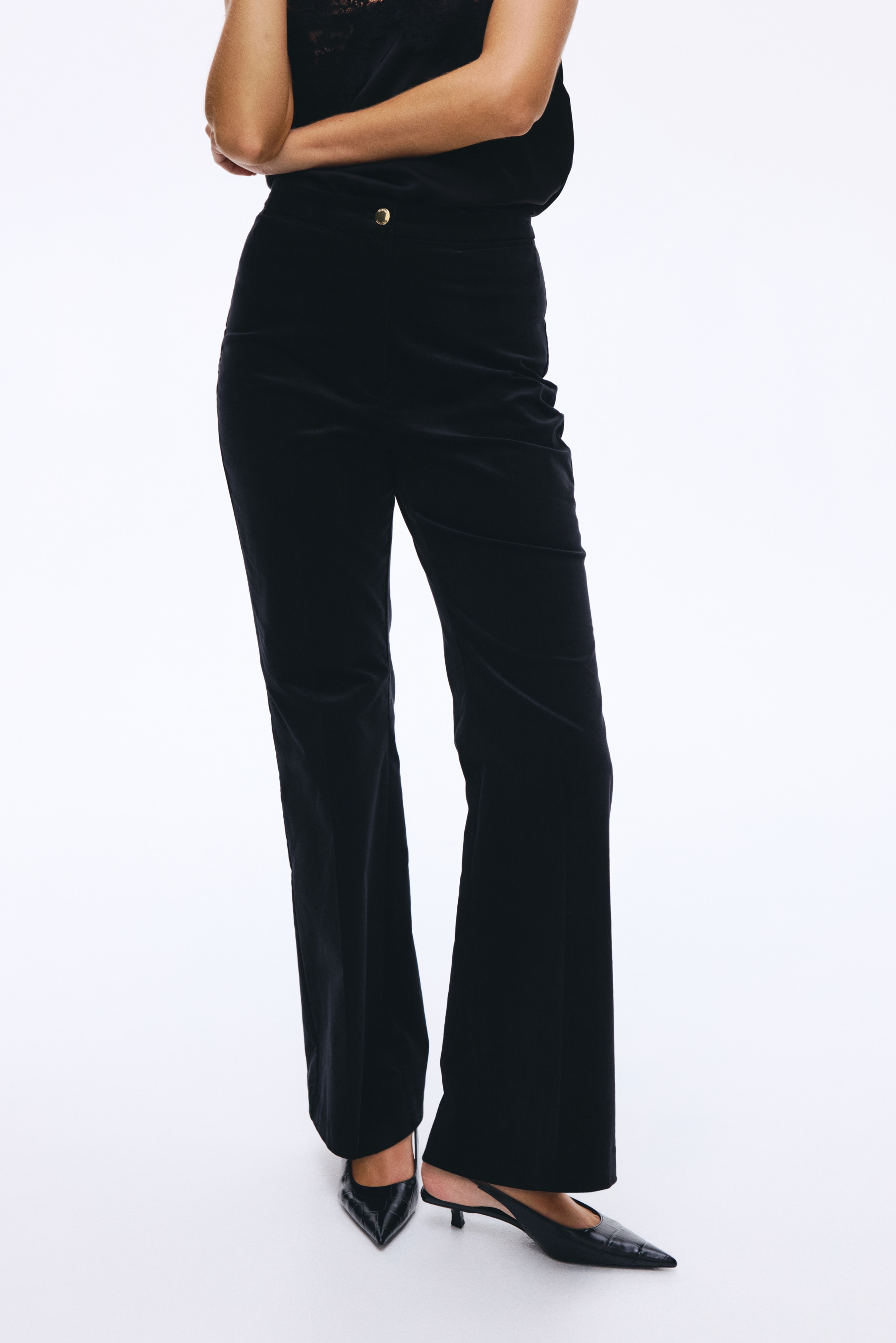 ベルベットフレアパンツ - ブラック - レディース | H&M JP