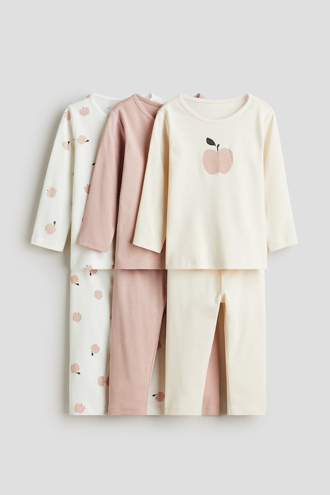 3-pack cotton pyjamas - Light pink/Apples - 1