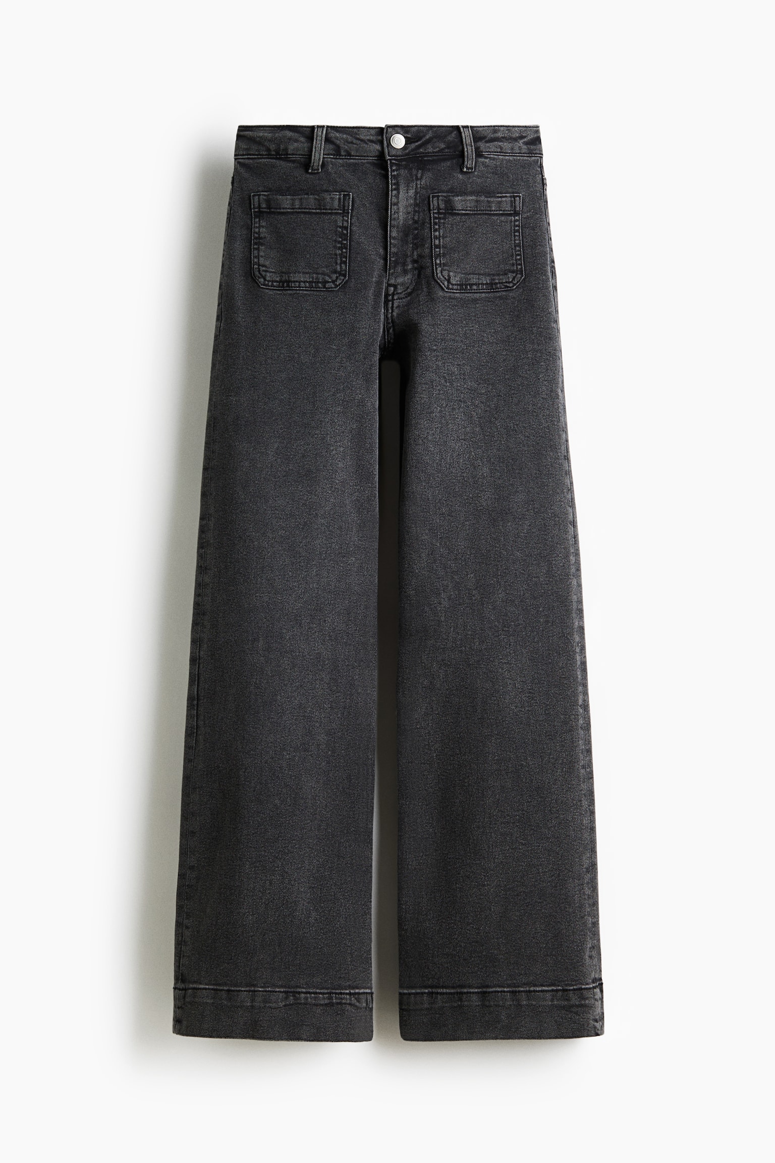 Женские джинсы H&M Wide High, цвет: Потёртый чёрный — фото 1