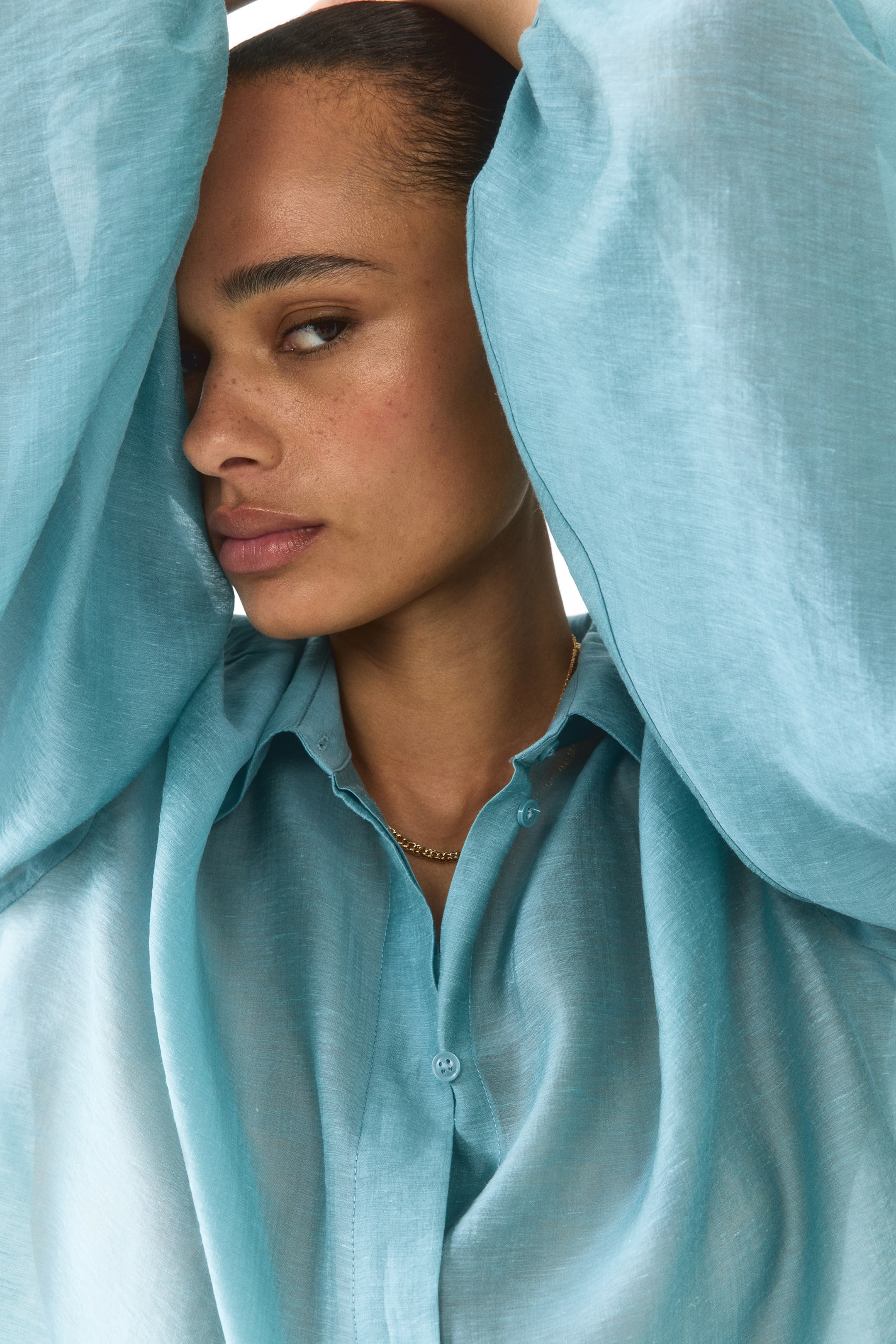 Linen-Blend Blouse