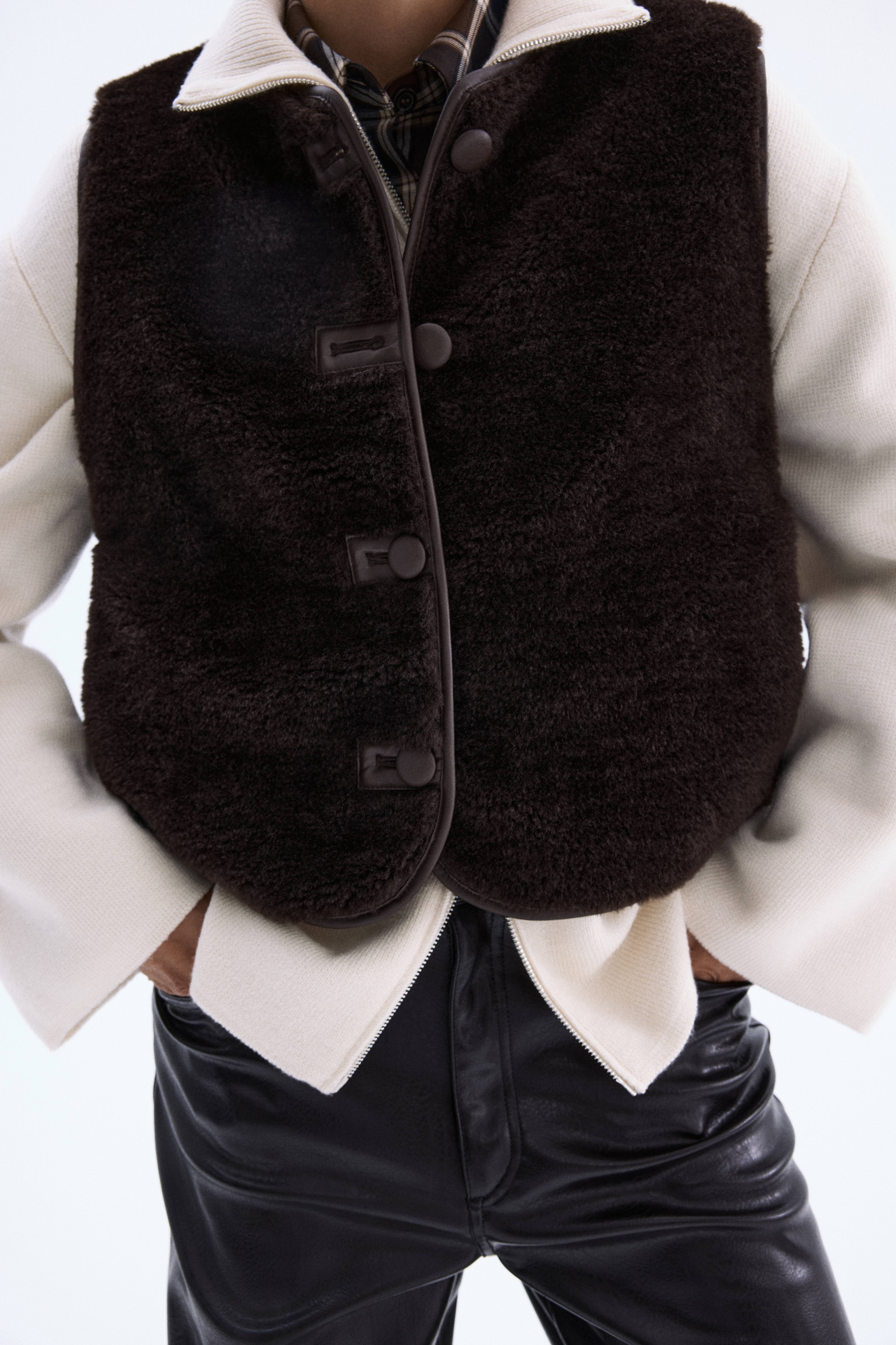 MDM Gilet Donna In Vera Pelle – Nero/Marrone, Taglia M – Stile Biker Slim Fit
