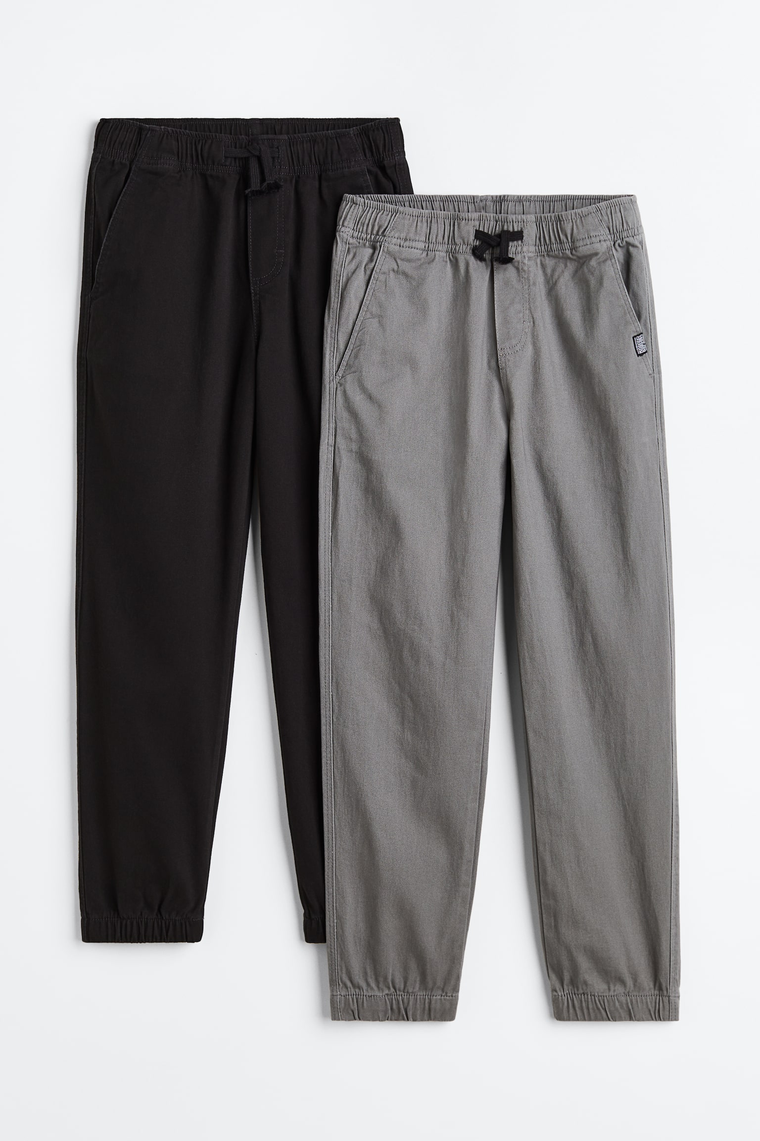 2-pack twill joggers - Black/Grey - 1