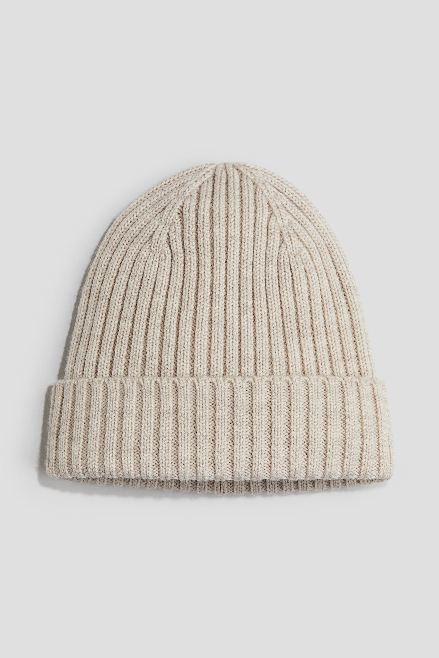 Stickad beanie i ull - Ljusbeige/Brun/Beige - 1