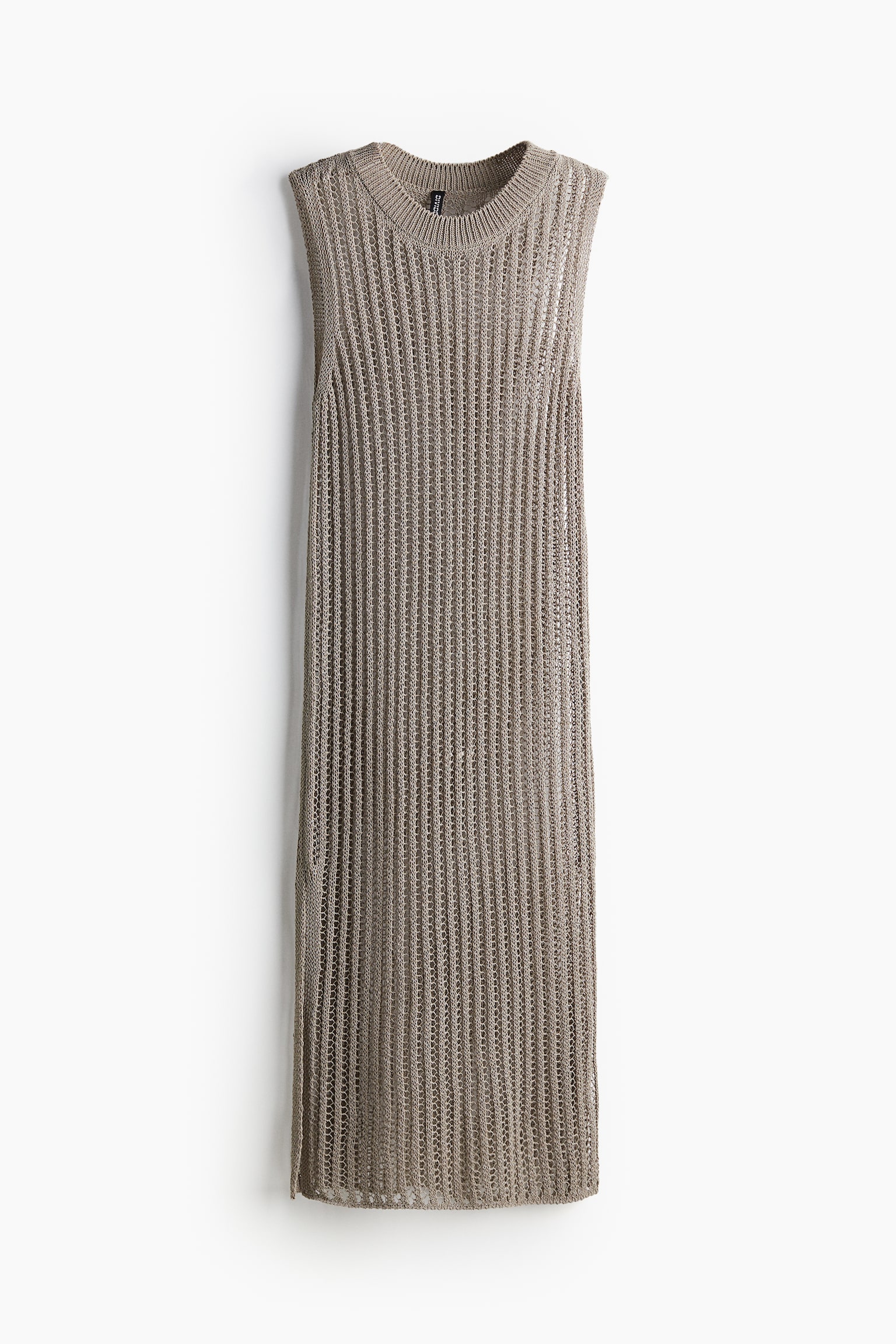 Ladder Stitch Look Knit Dress - Light greige/Cream - 2