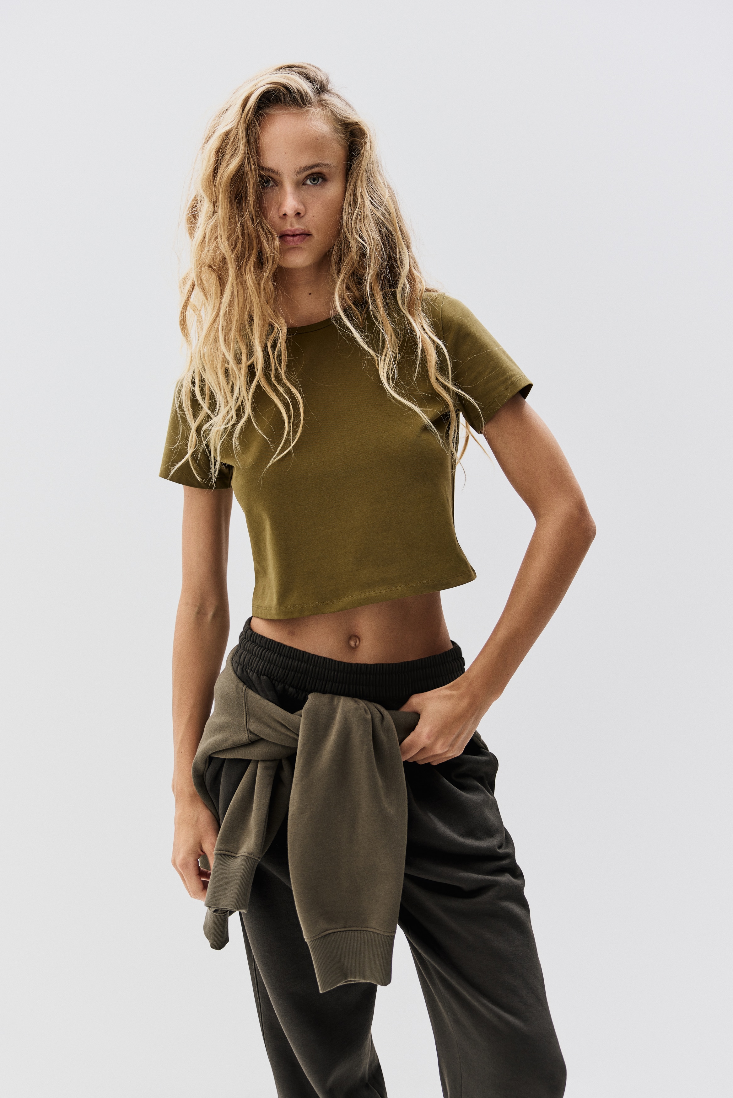 H & M - ショートTシャツ - グリーン