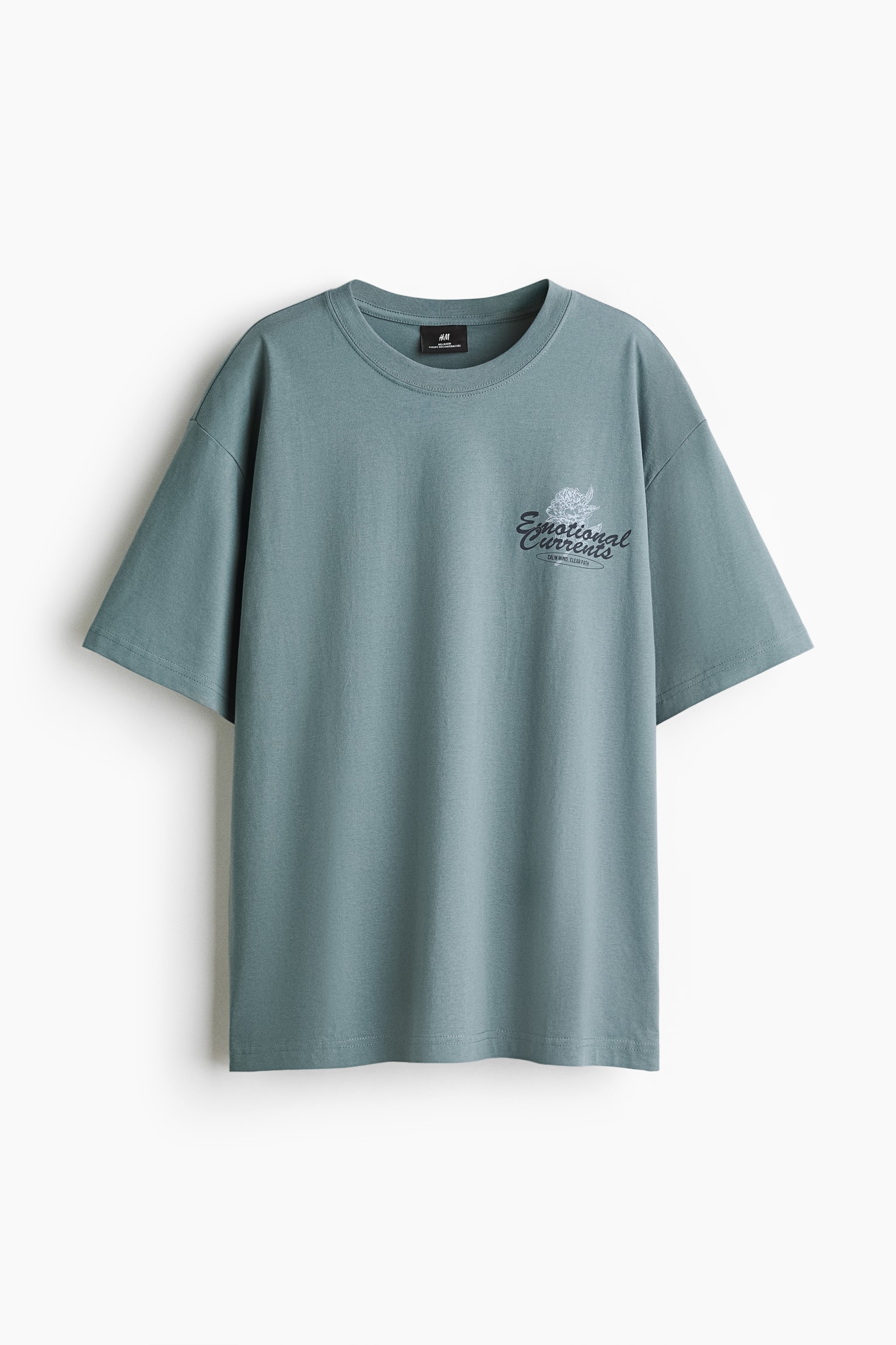 Loose Fit Printed T-shirt - Turquoise/Emotional Currents/Brown/Street Hoops/White/Pasta/Light blue/Le Club Bleu/White/Next Level Ready/Brown/Adapt/Black/Lost Time/Light blue/Wickford Hills/Light blue/Vignaud/White/Greek Sardines/White/beach/Blue/Still Water