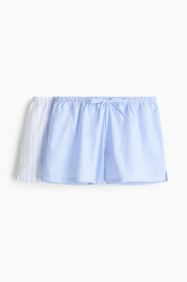 2-pack pyjama shorts - Light blue/Striped/Light pink/Dark red striped/Light blue/Striped/Light pink/Flowers/Light blue/White/Blue/Checked/Pink/Striped/Peach pink/Striped - 1