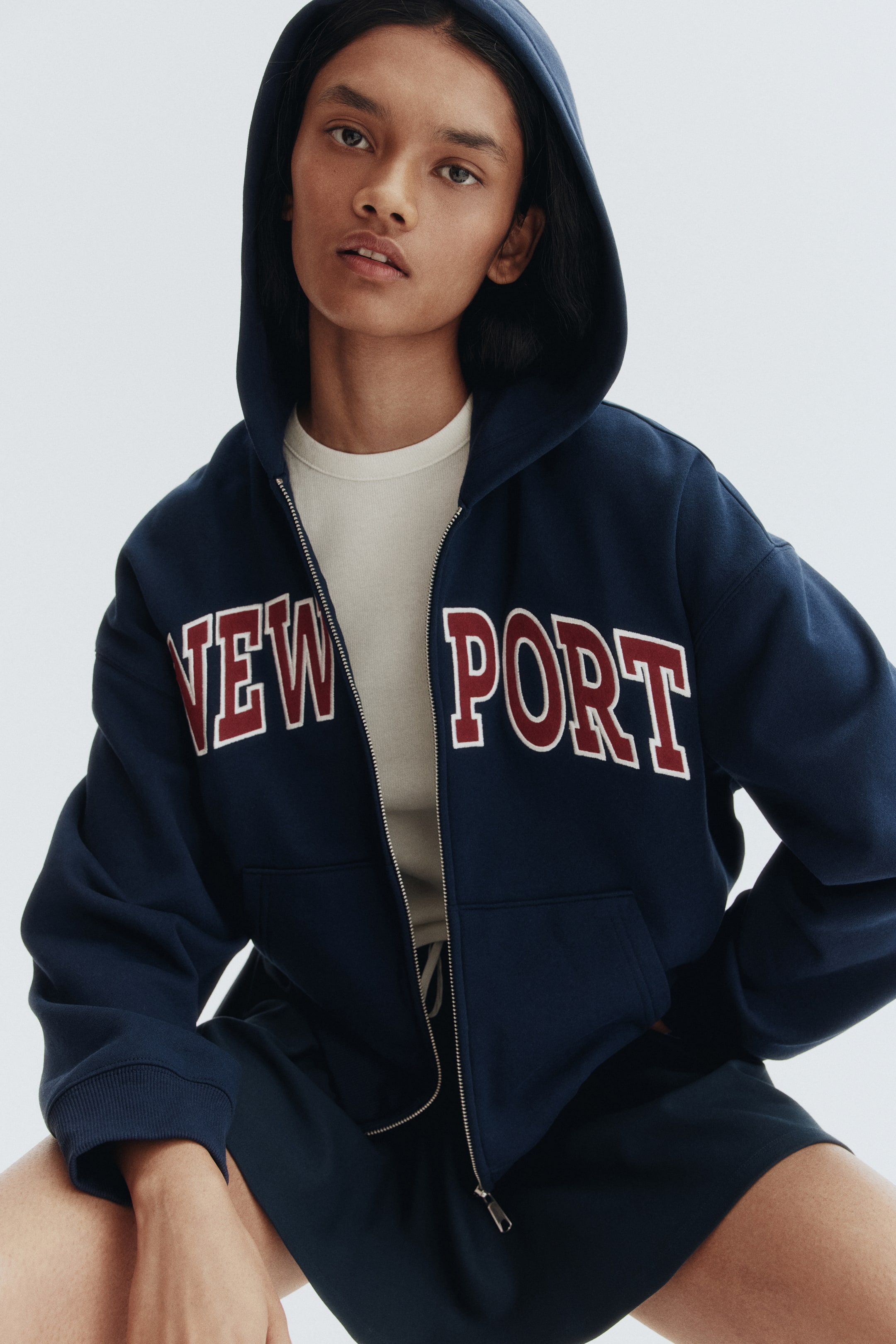 View larger image: Zip-through hoodie - Navy blue/Newport - Ladies | H&M HK 3