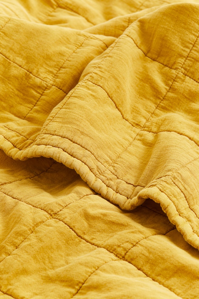 Quilted bedspread - Dark yellow/Light beige/Sage green/Light grey - 2