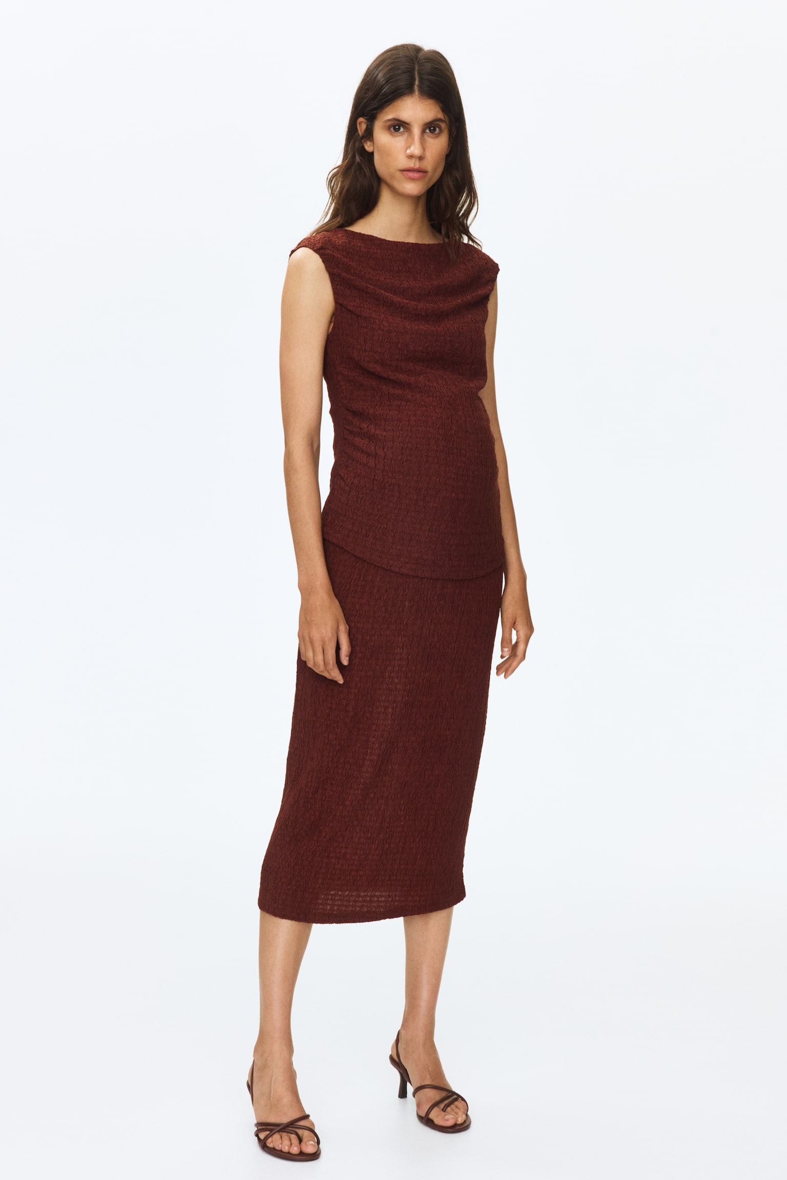 MAMA 2-piece textured jersey set - Rust brown/Dark brown/Khaki green - 1