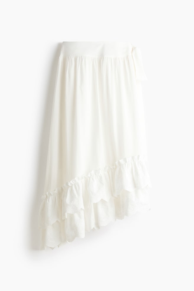 Embroidered frill-trimmed skirt - White - 1
