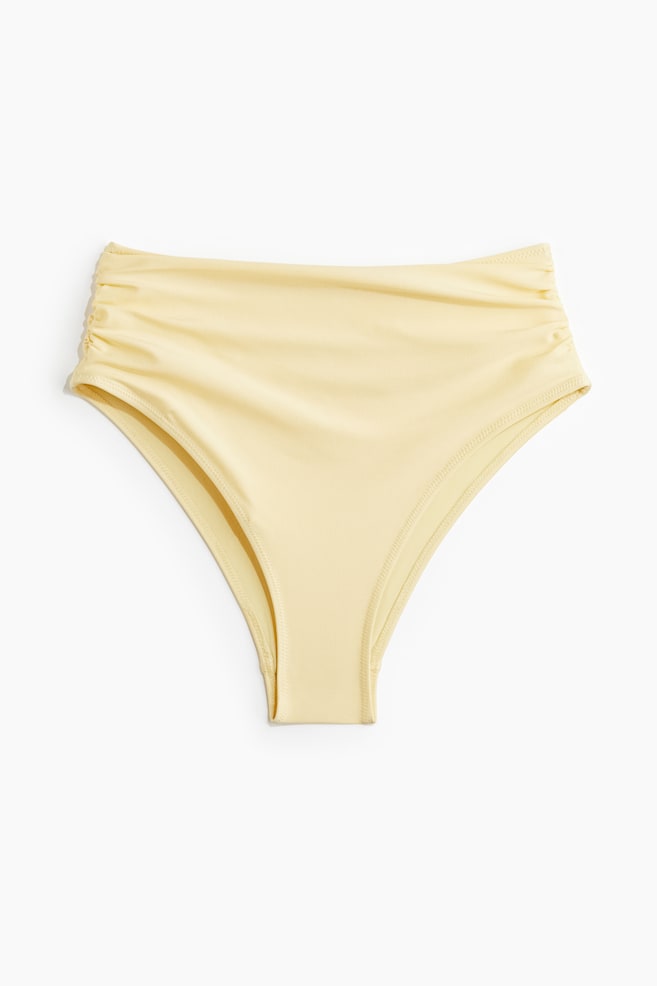High Waist Cheeky Bikini bottoms - Light yellow/Cream/Dusty green/White/Red patterned - 1