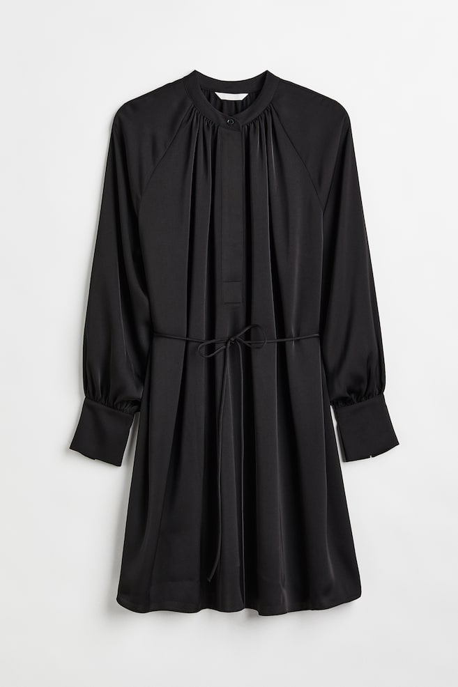 Short satin dress - Black - 1