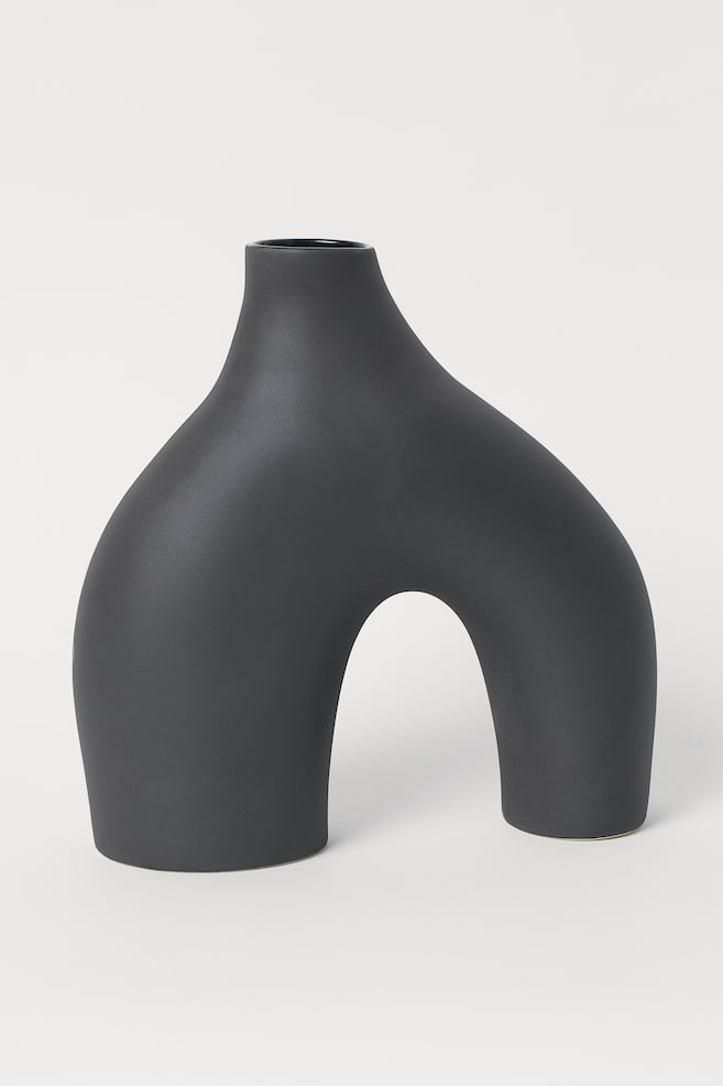 Grand vase en grès cérame - Noir/Beige clair - 5