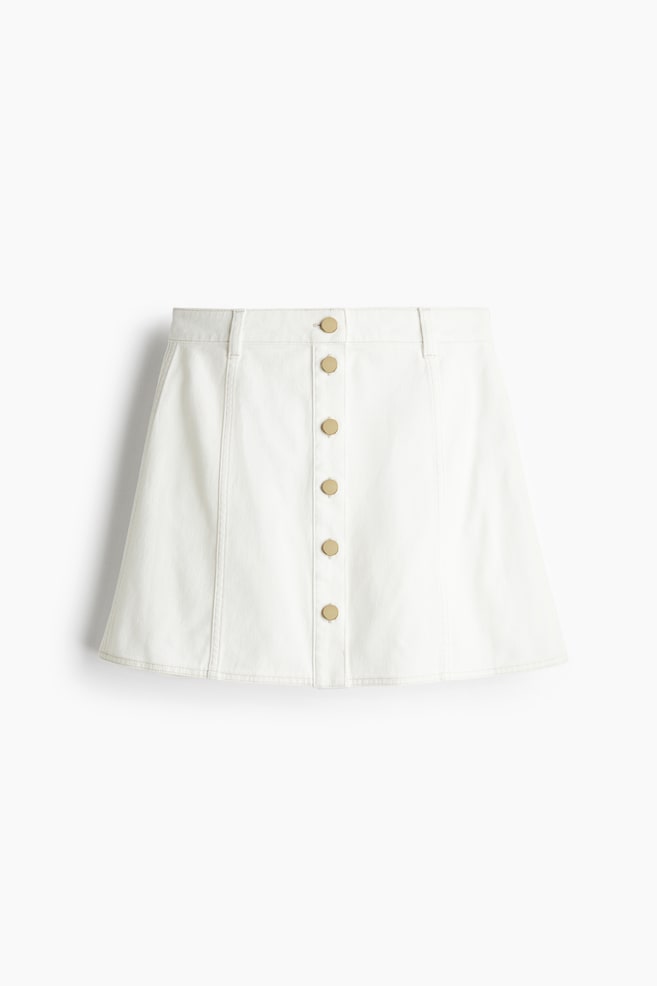 Minijupe trapèze en denim - Crème - 1
