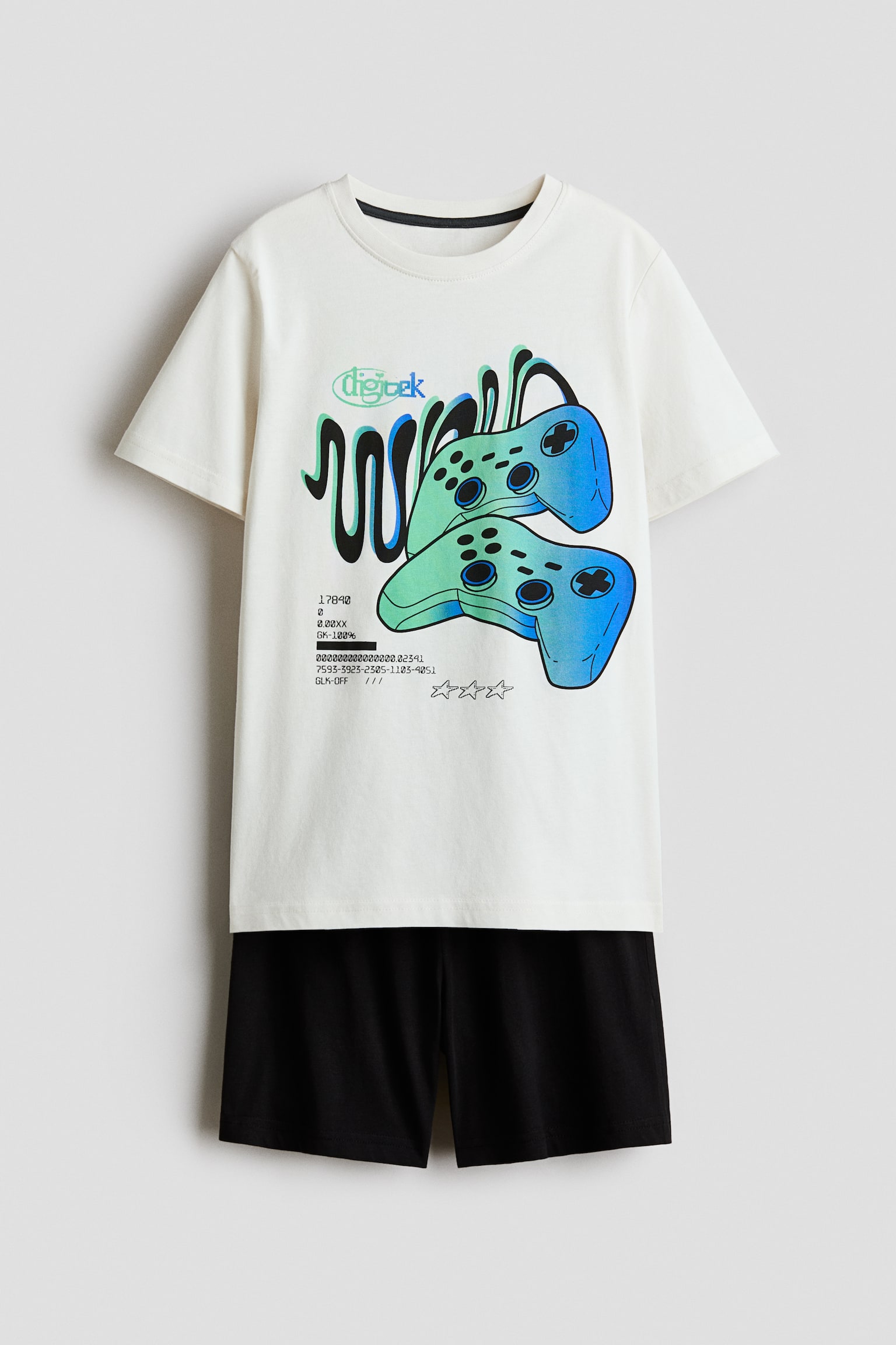 코튼 저지 파자마 - 화이트/게임 컨트롤러/더스티 블루/New York/라이트 그레이 멜란지/28