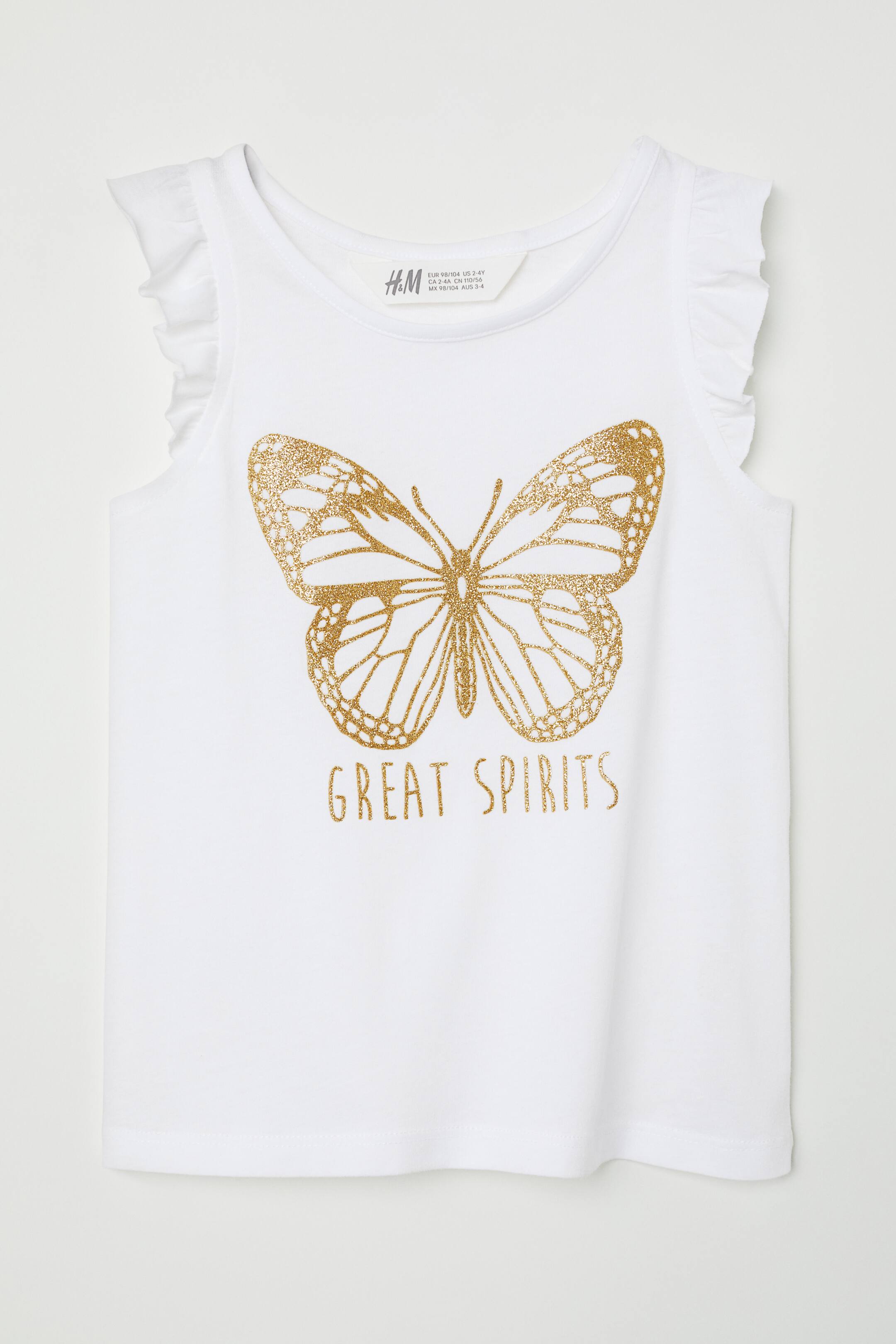 View larger image: Printed jersey top - White/Butterfly - Kids | H&M GB 1