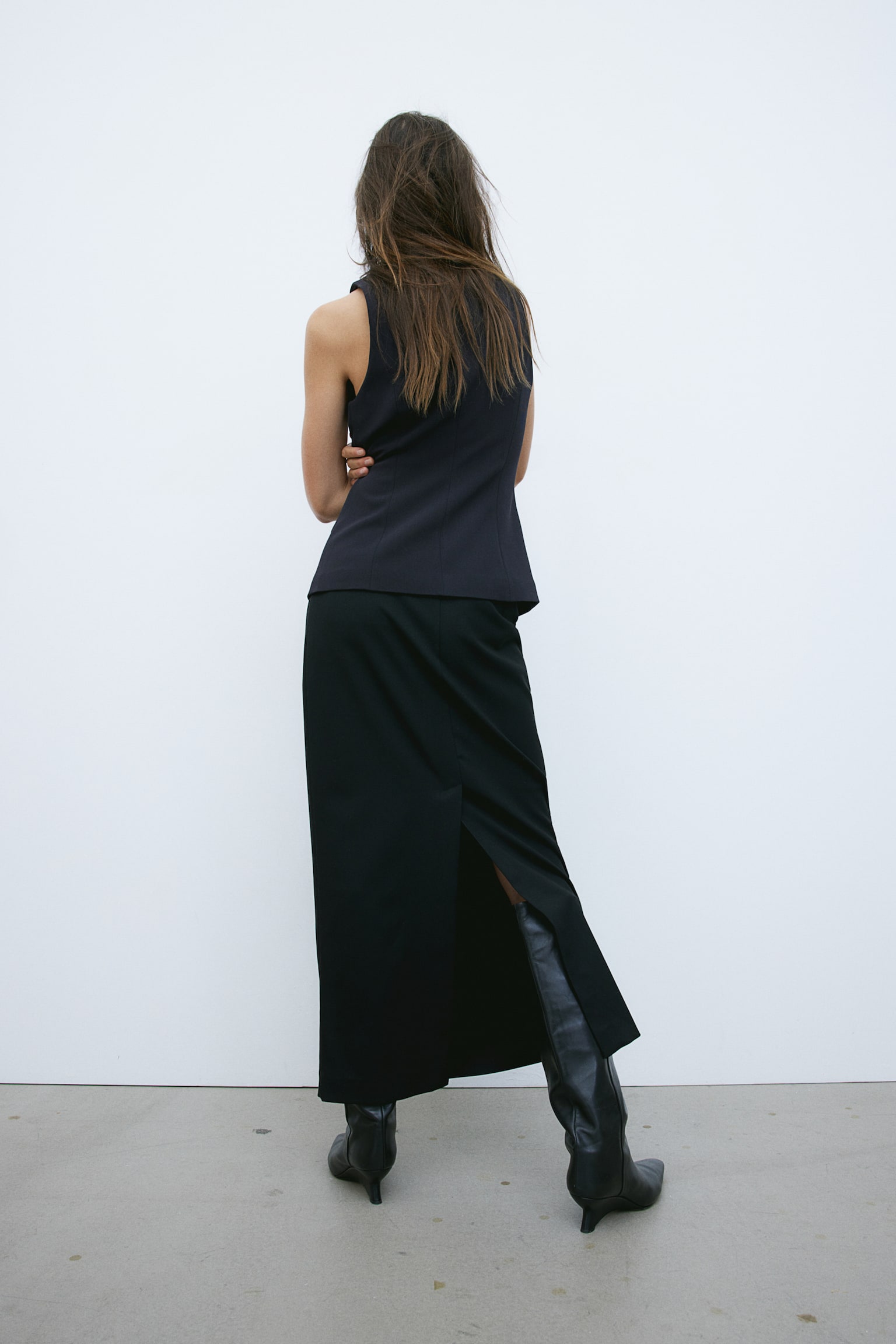 Twill pencil skirt - Black - 4