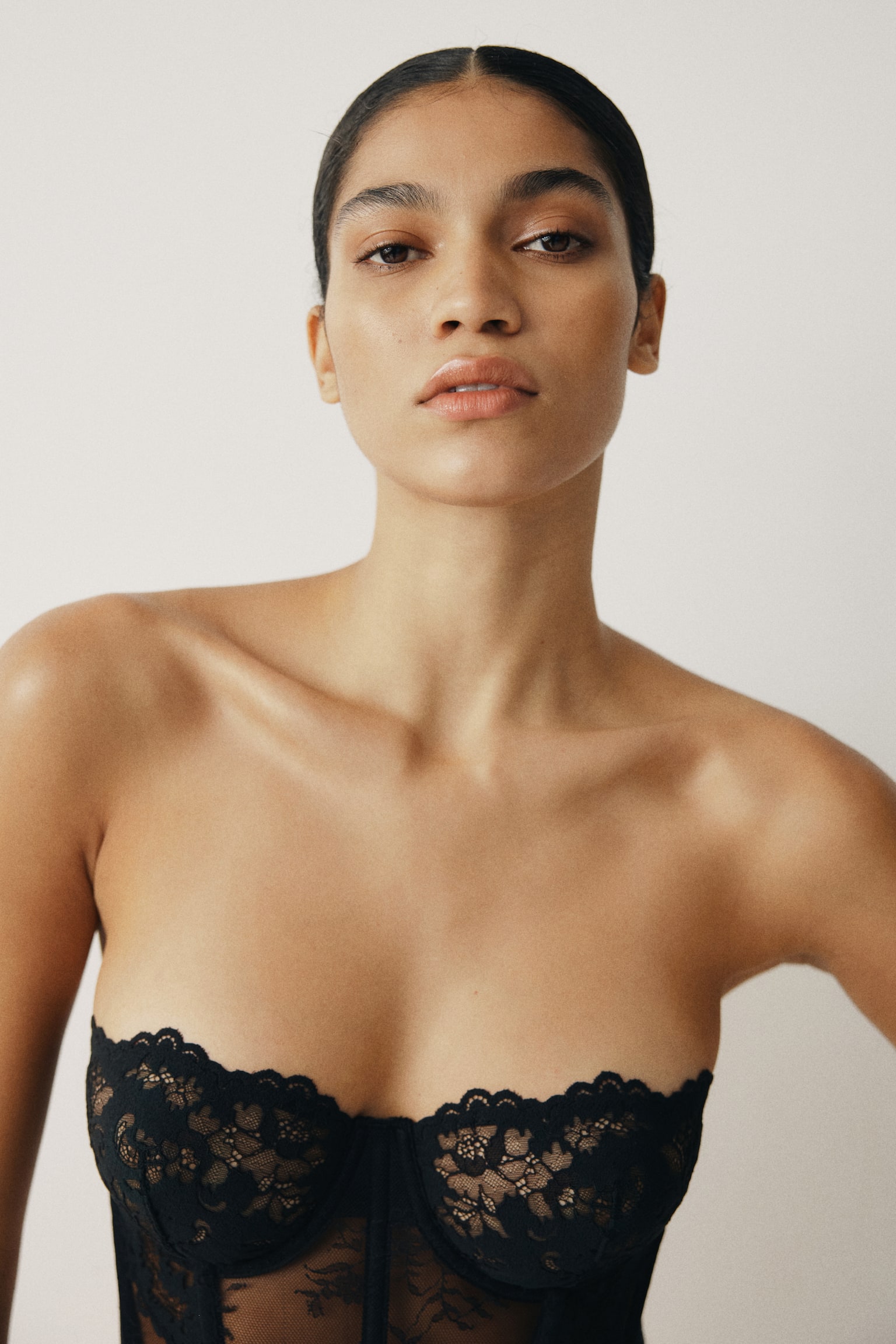 Lace bustier - Čierna - 4