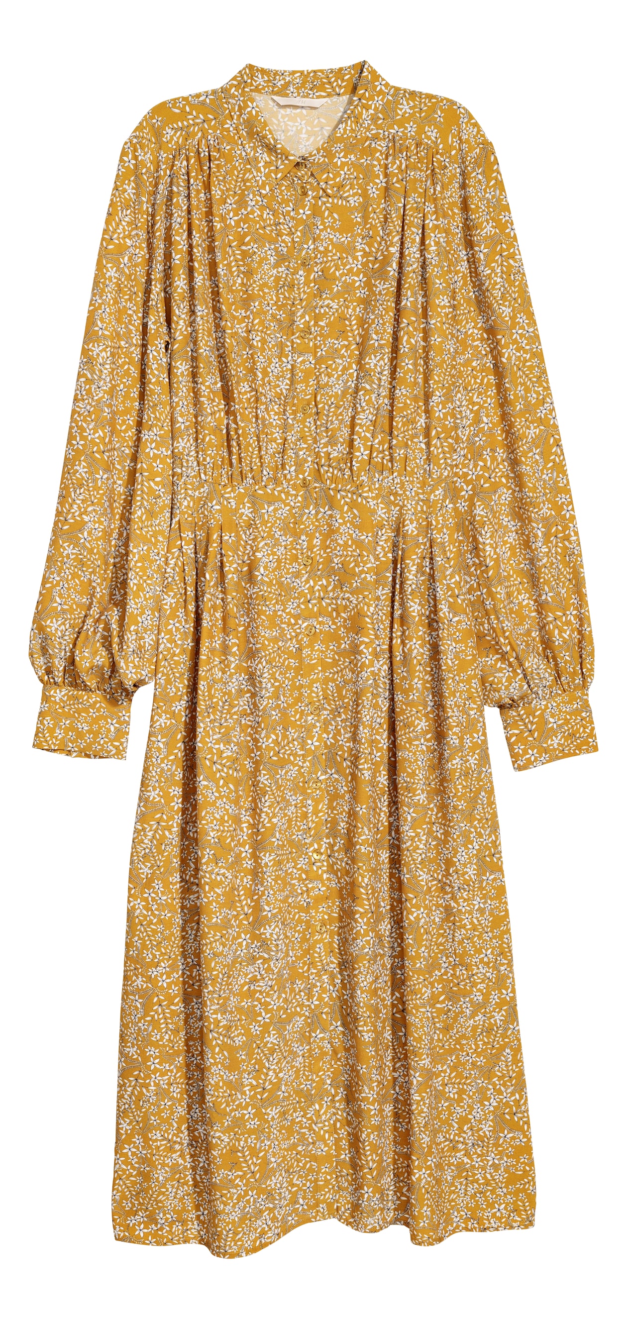 Dress - Long sleeve - Midi - Yellow/Patterned - Ladies | H&M GB