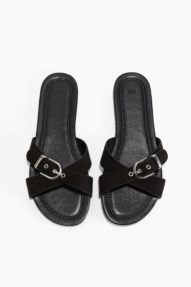 Sandalias con correas cruzadas - Negro/Beige/Café oscuro/Borgoña - 1