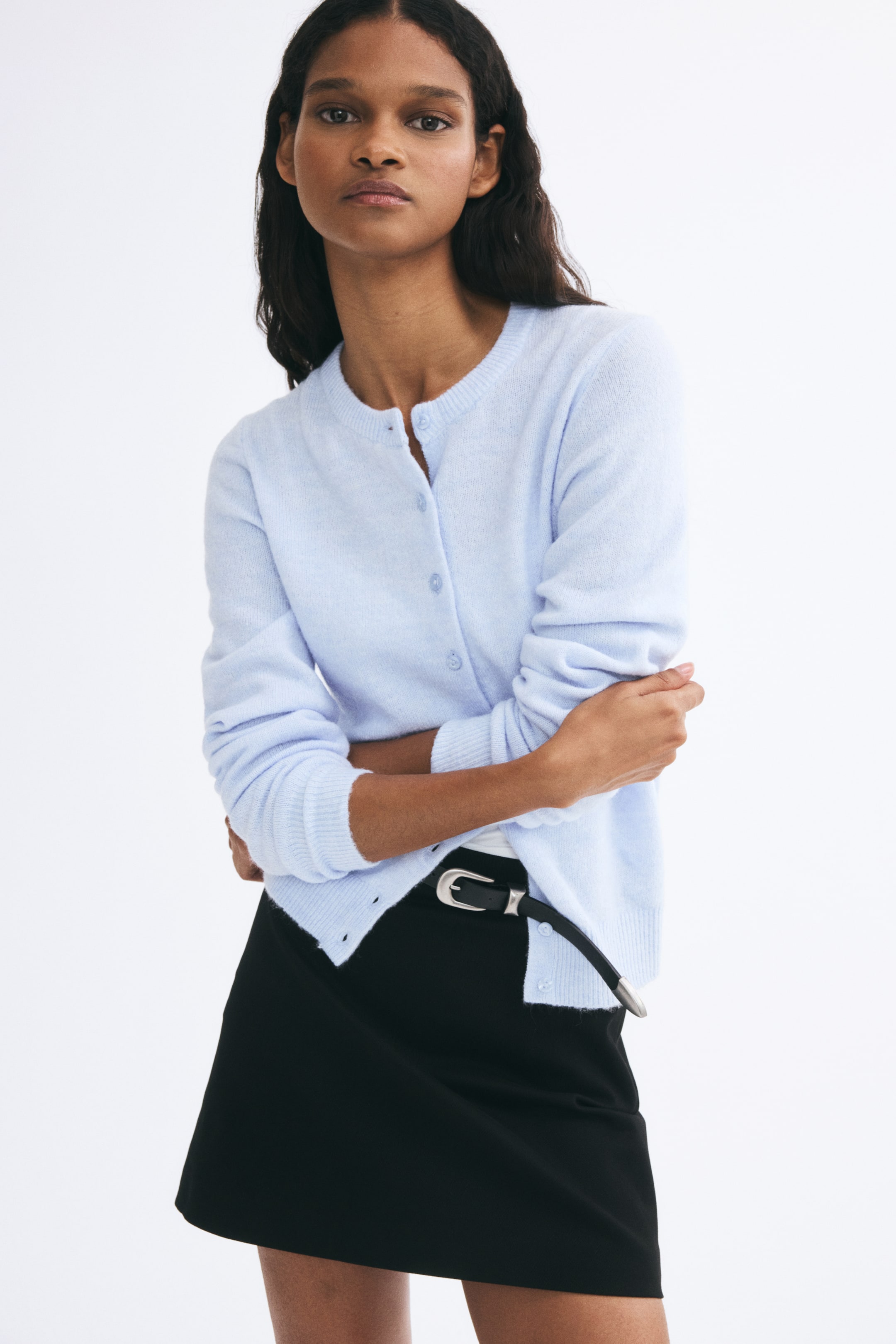 View larger image: Fitted cardigan - Light blue - Ladies | H&M 1