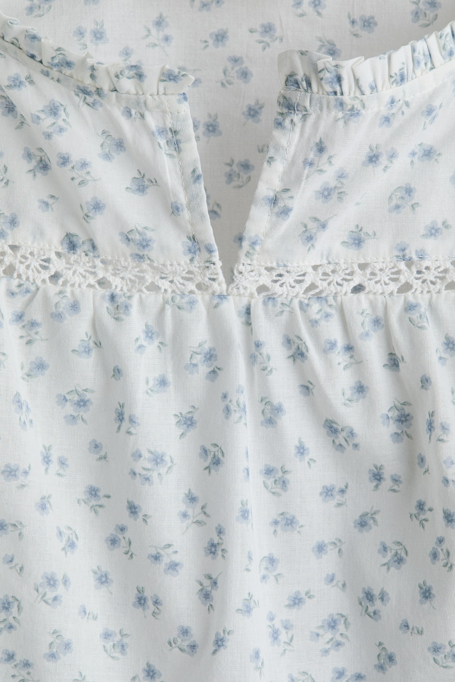 Blouse volantée en coton - Blanc/fleuri/Blanc/Bleu clair - 2