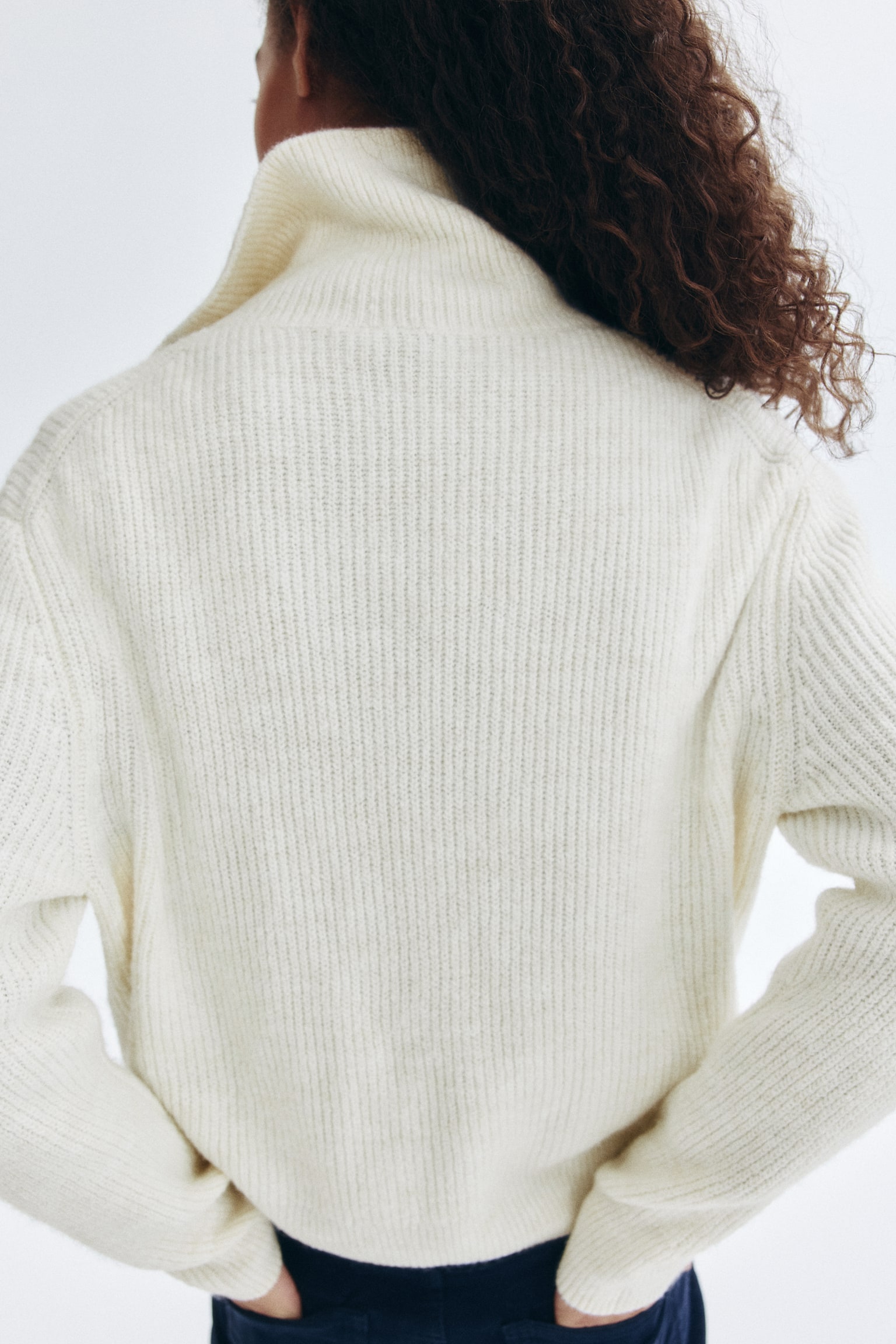 Женский свитер H&M Half-Zip, цвет: Кремовый — фото 4