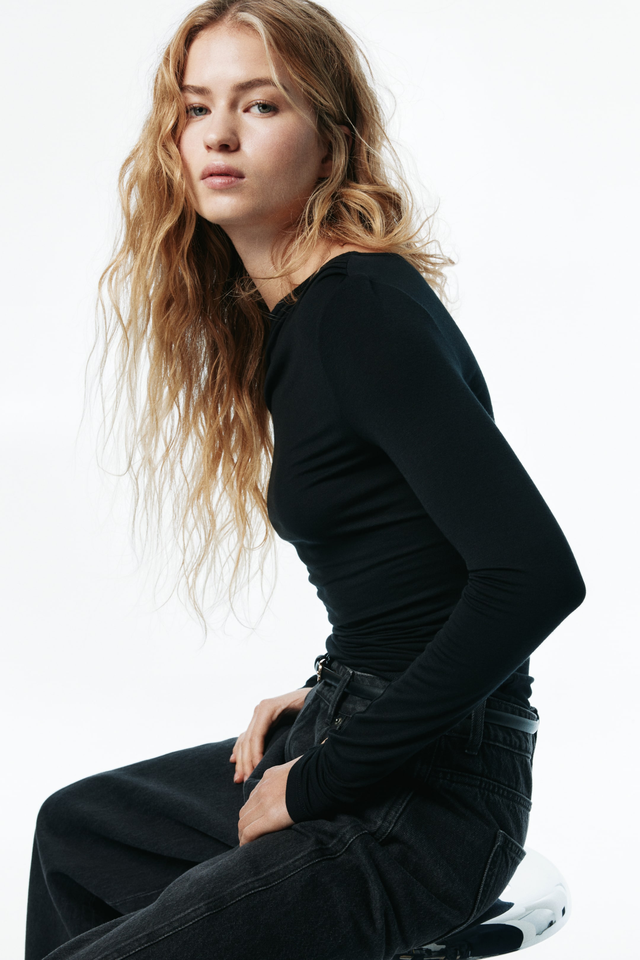 View larger image: Draped Viscose Top - Black - Ladies | H&M PH 3