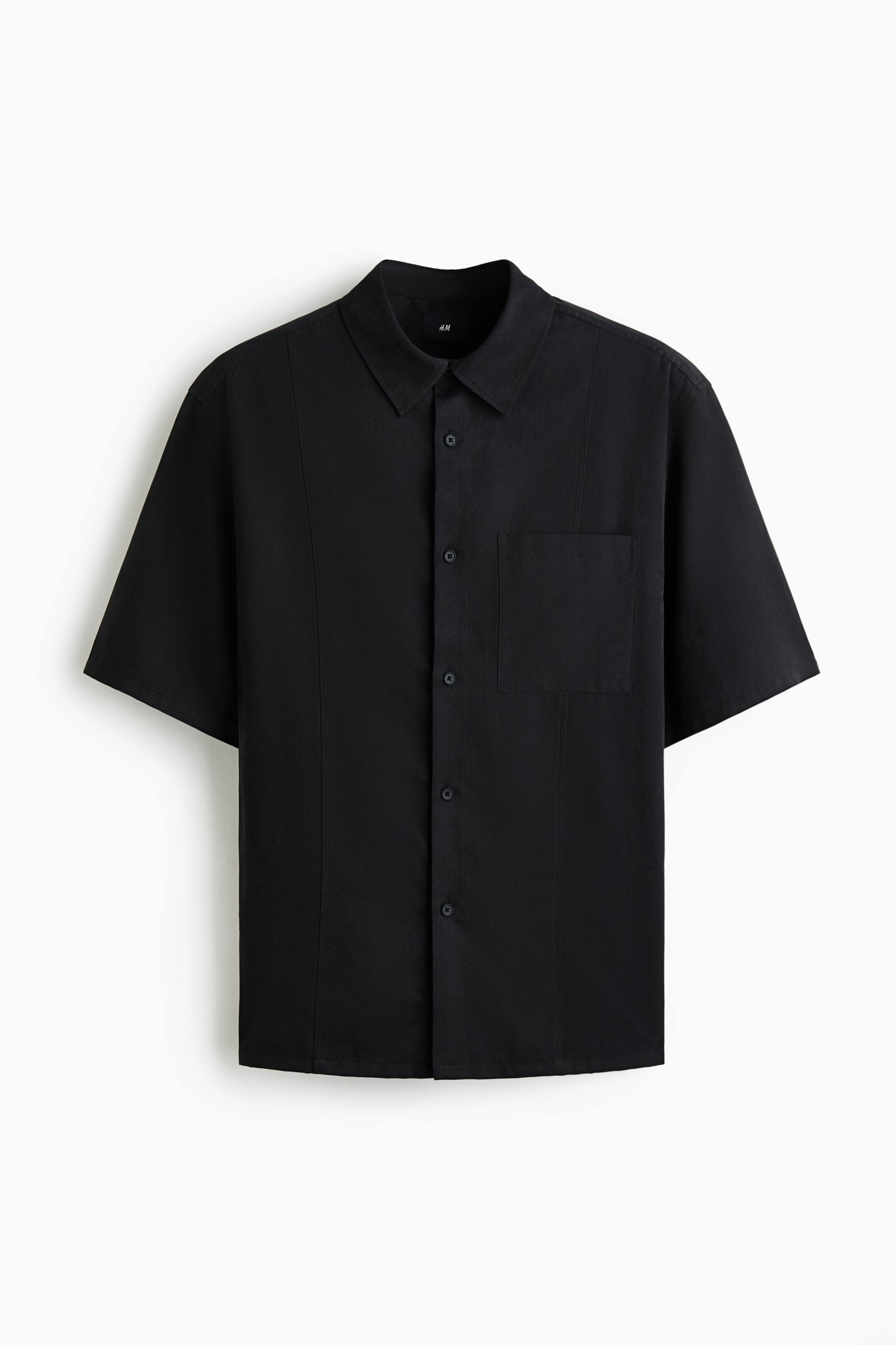 View larger image: Loose Fit Short-sleeved twill shirt - Black - Men | H&M 1