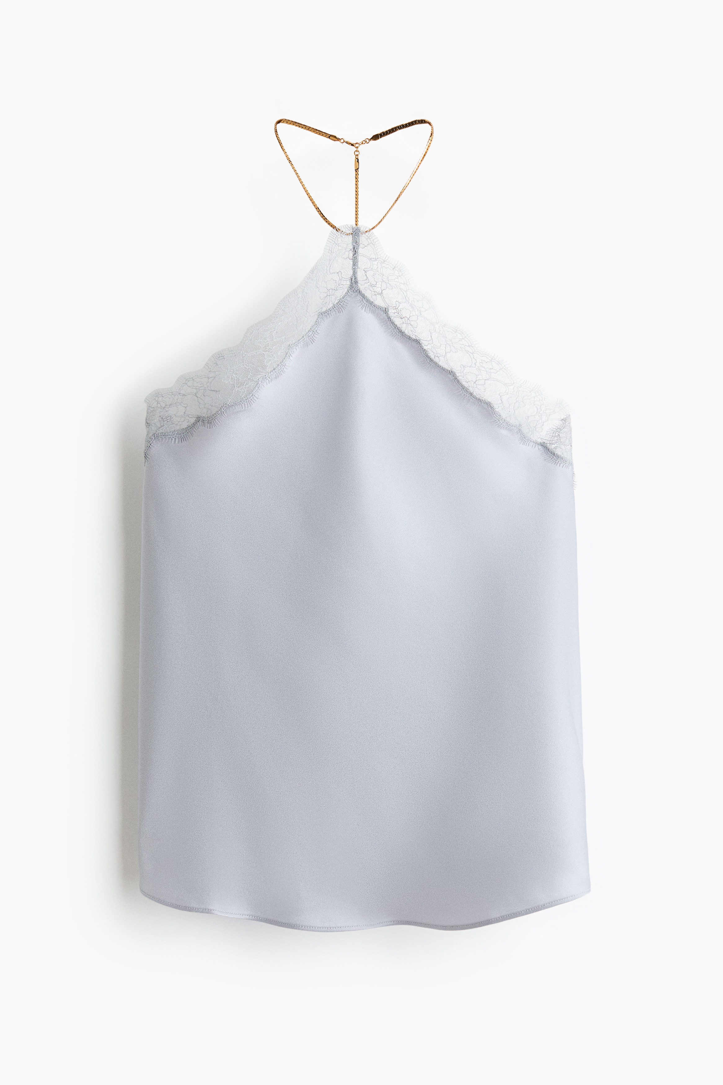 Lace-Trimmed Halterneck Top