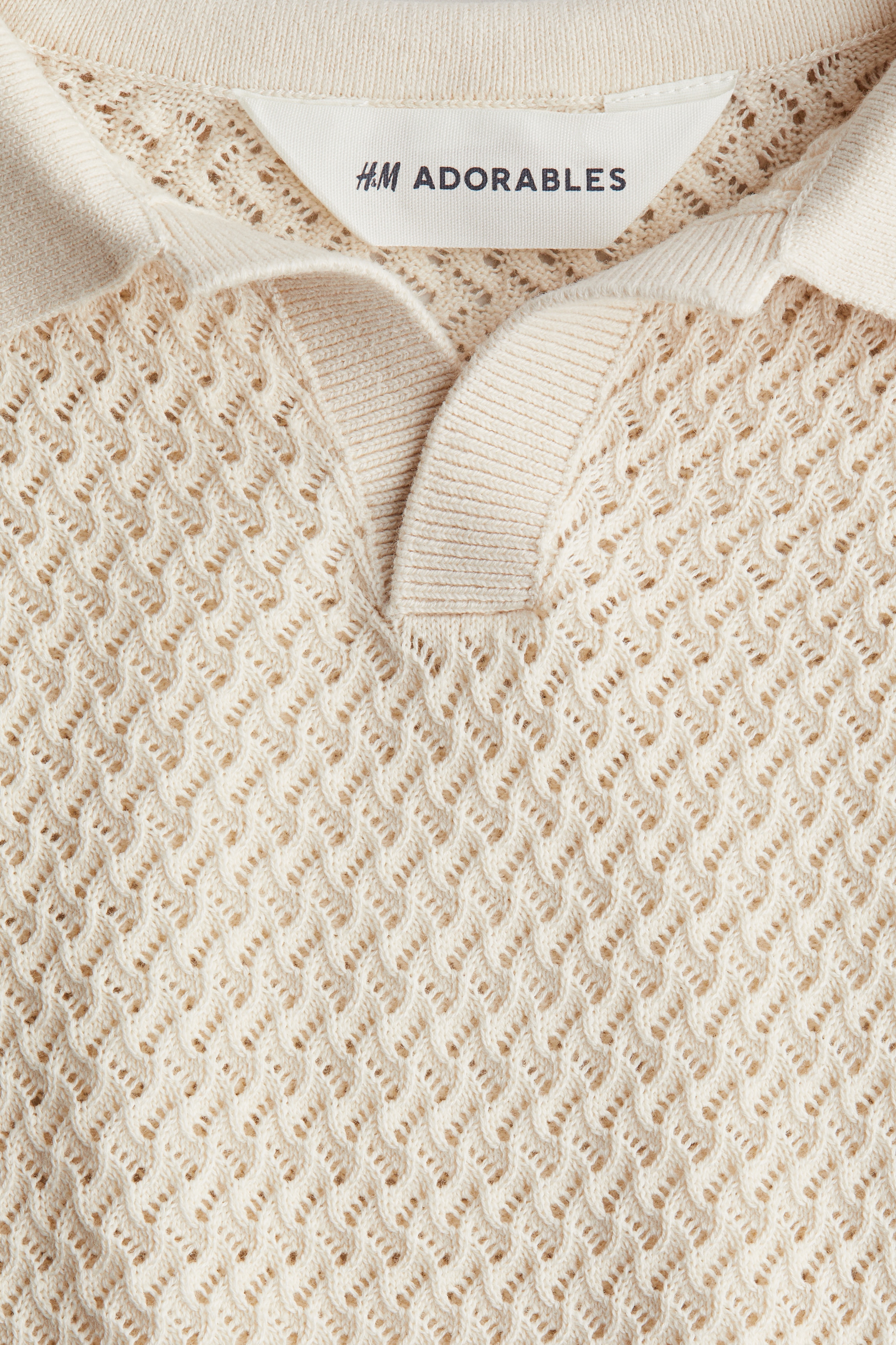 Beige Textured-Knit Polo Shirt for kids | H&M CA