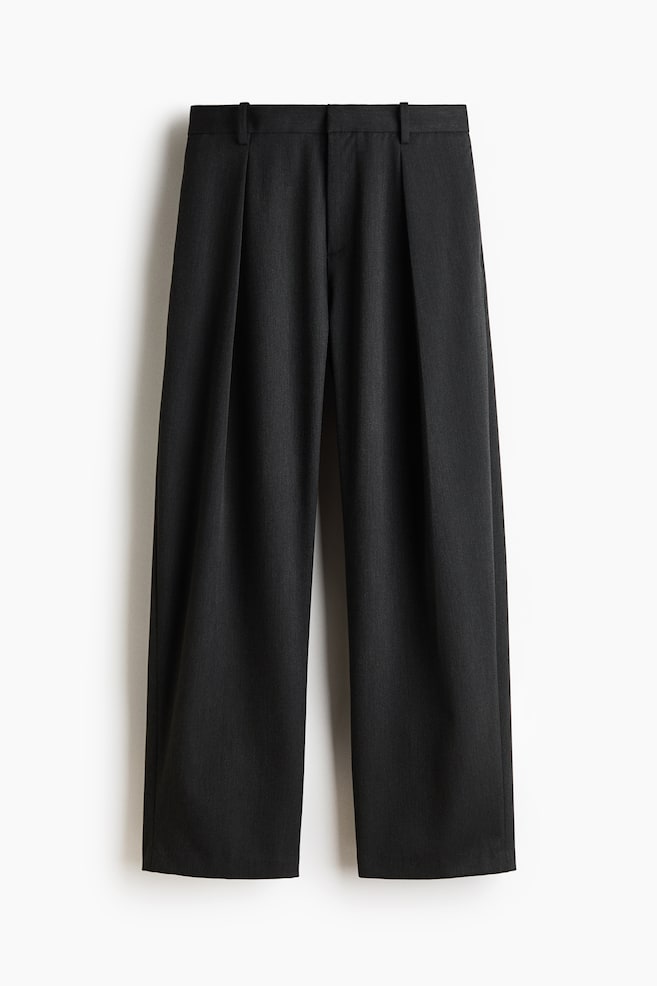 Loose-Fit Pleated Tailored Pants - Charcoal gray/Black - 1