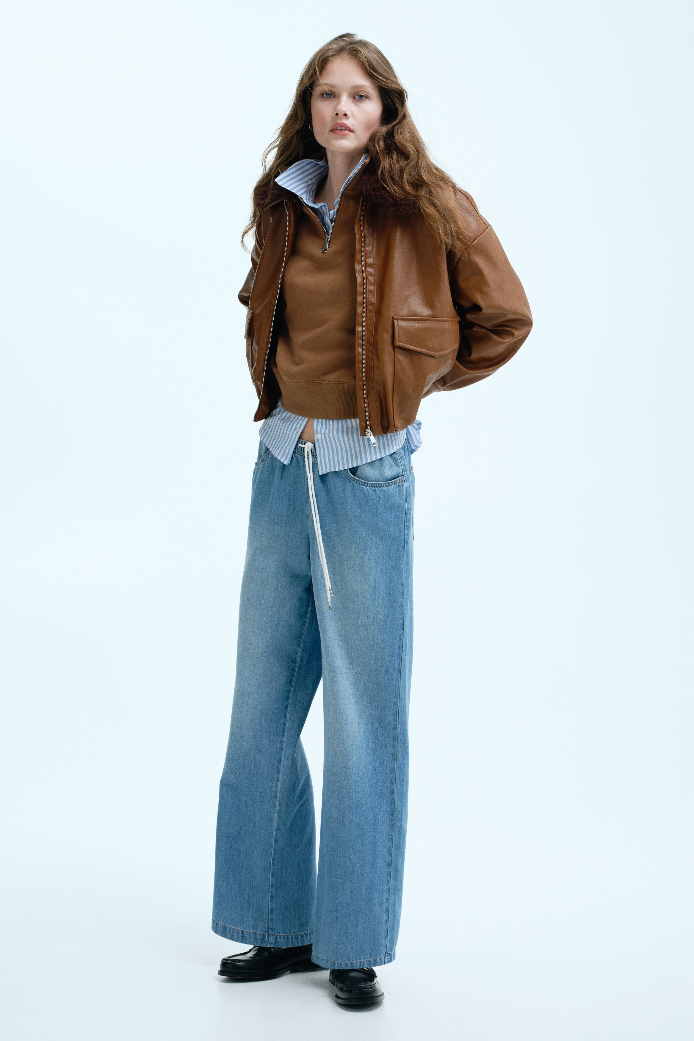 Denim Drawstring Pants - Light denim blue/Pale denim blue/Washed black