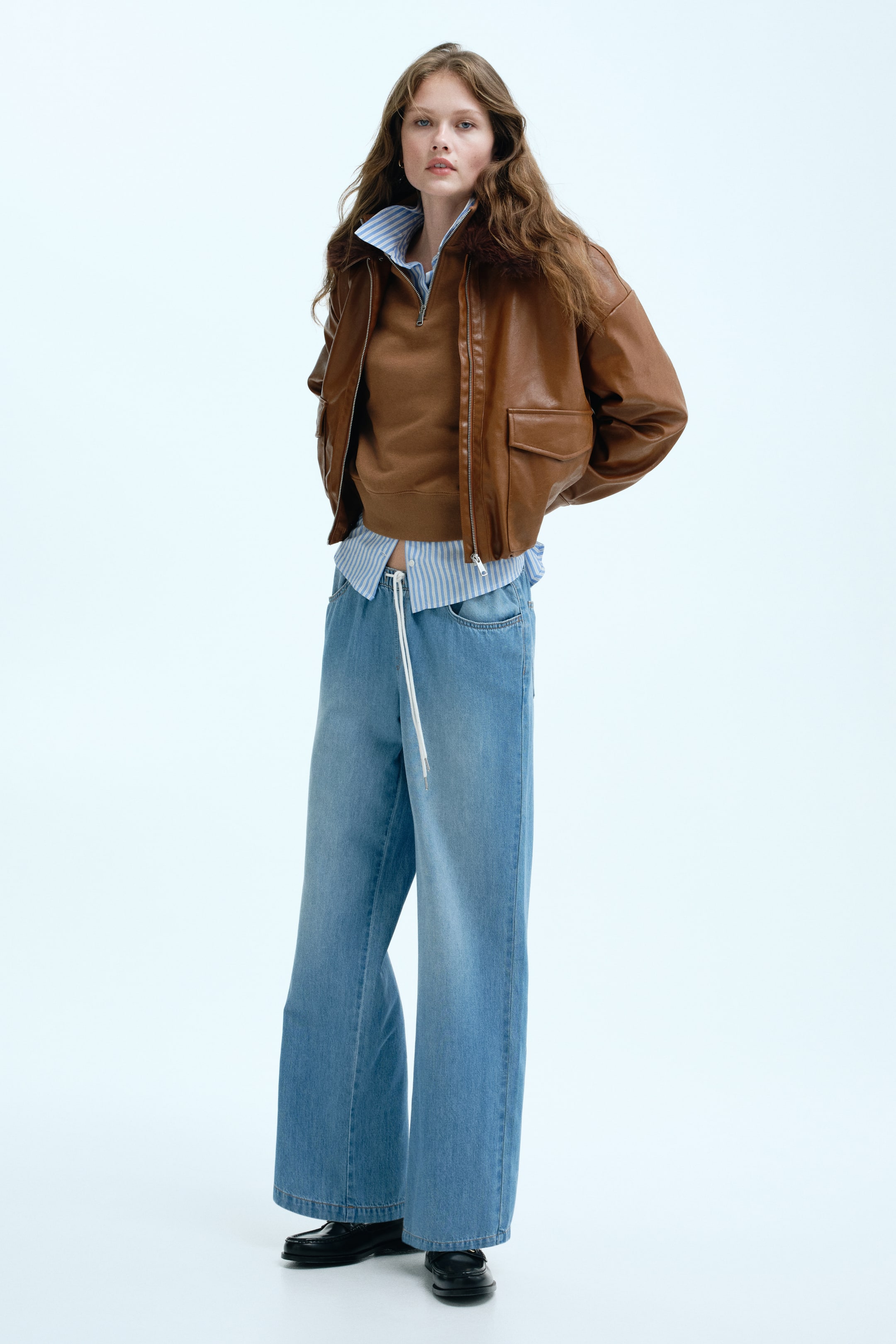 查看大圖: 丹寧抽繩長褲 - 淺丹寧藍 - Ladies | H&M 1