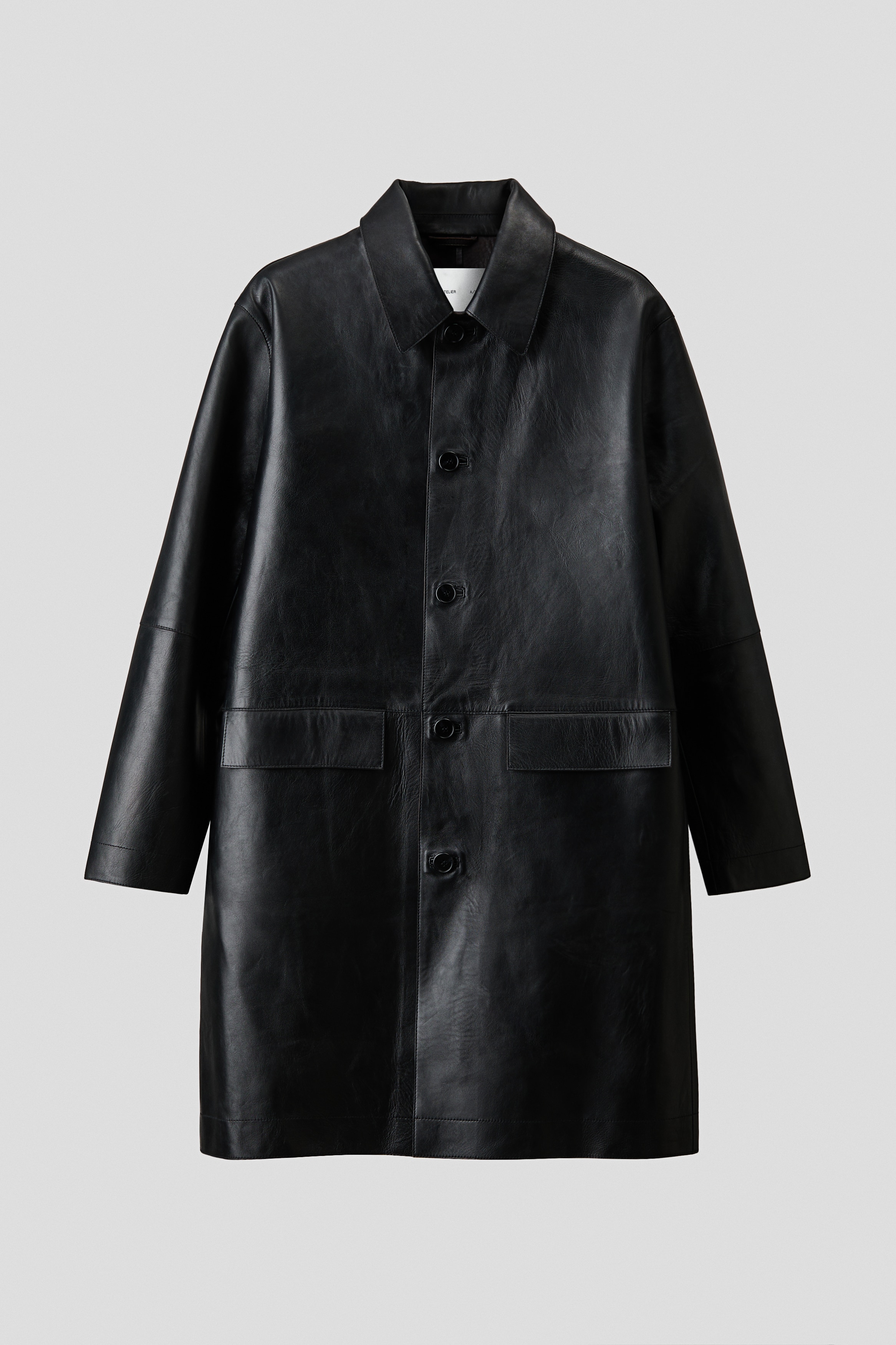Long Leather Coat - Black