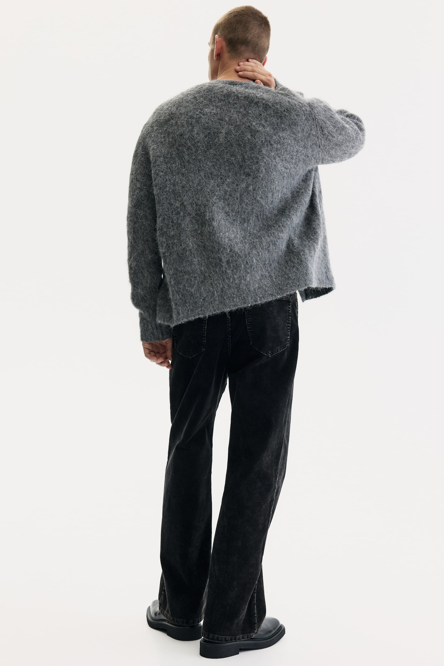 Relaxed Fit Corduroy trousers - Farmerfekete/Sötétszürke - 4