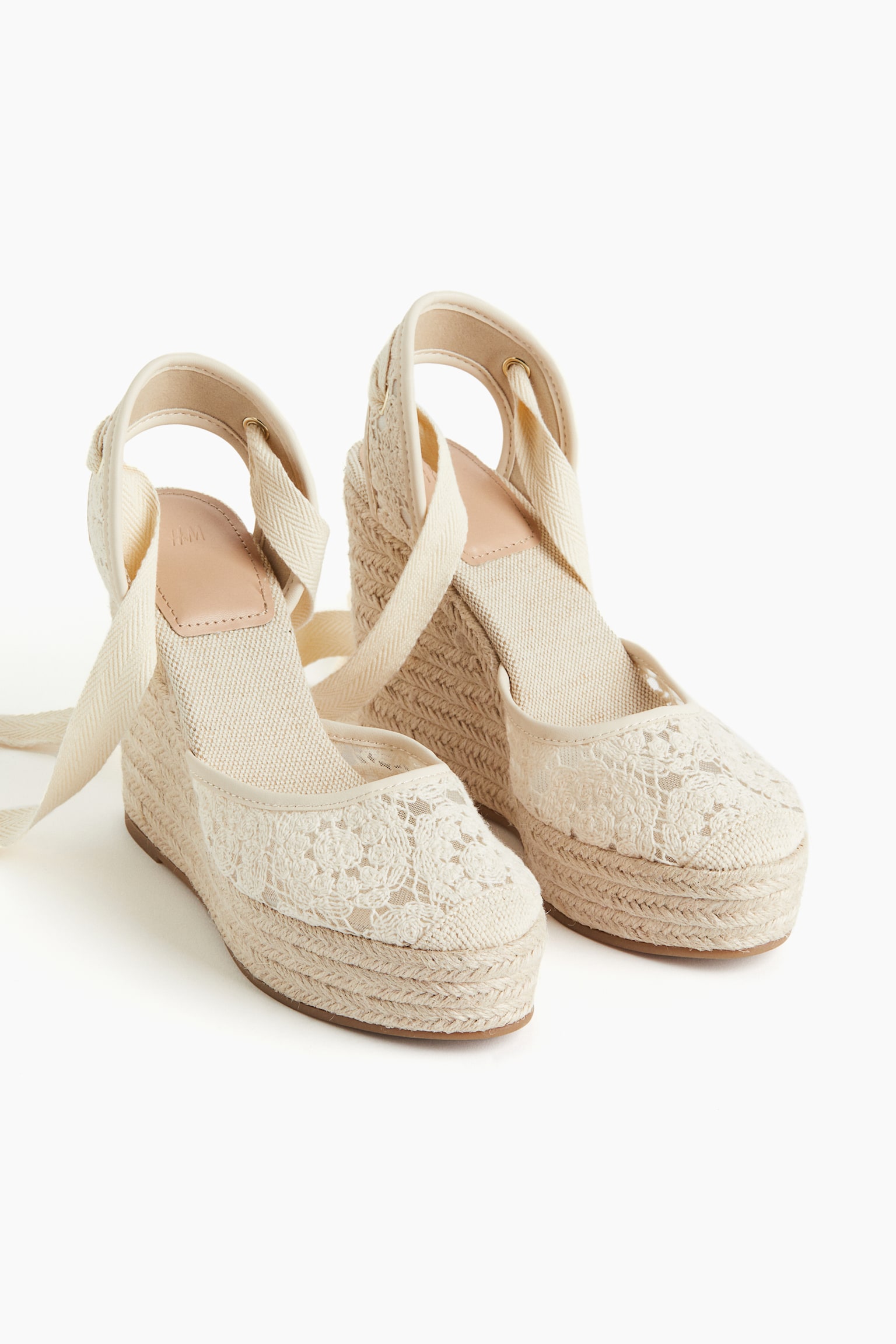 Wedge-heeled espadrilles - Cream - 3