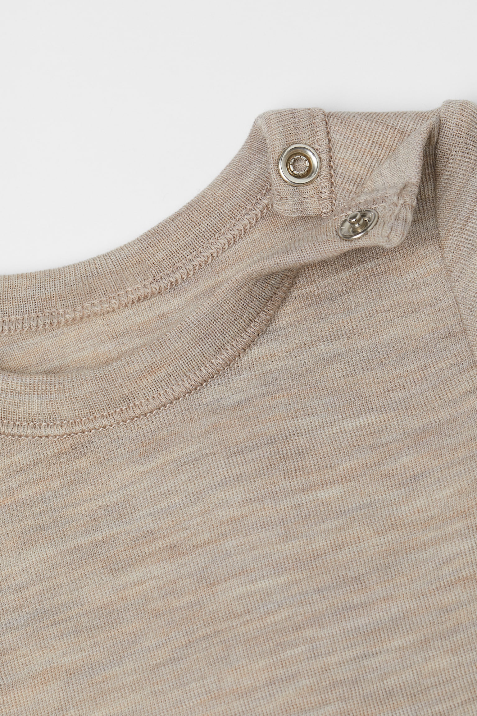 Long Sleeve Merino Wool Top - Beige marle/Light brown marle - 2