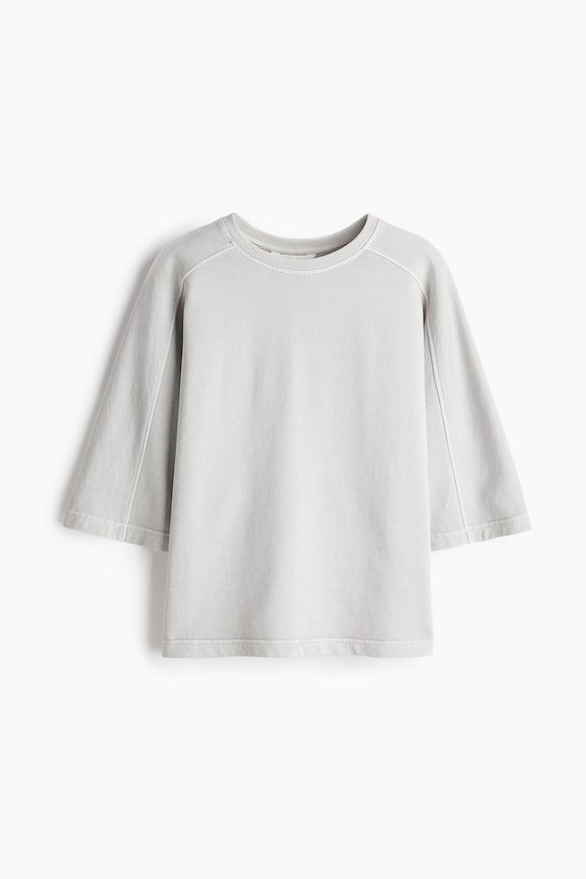 Sweatshirt de mangas curtas em algodão - Cinzento claro - 1