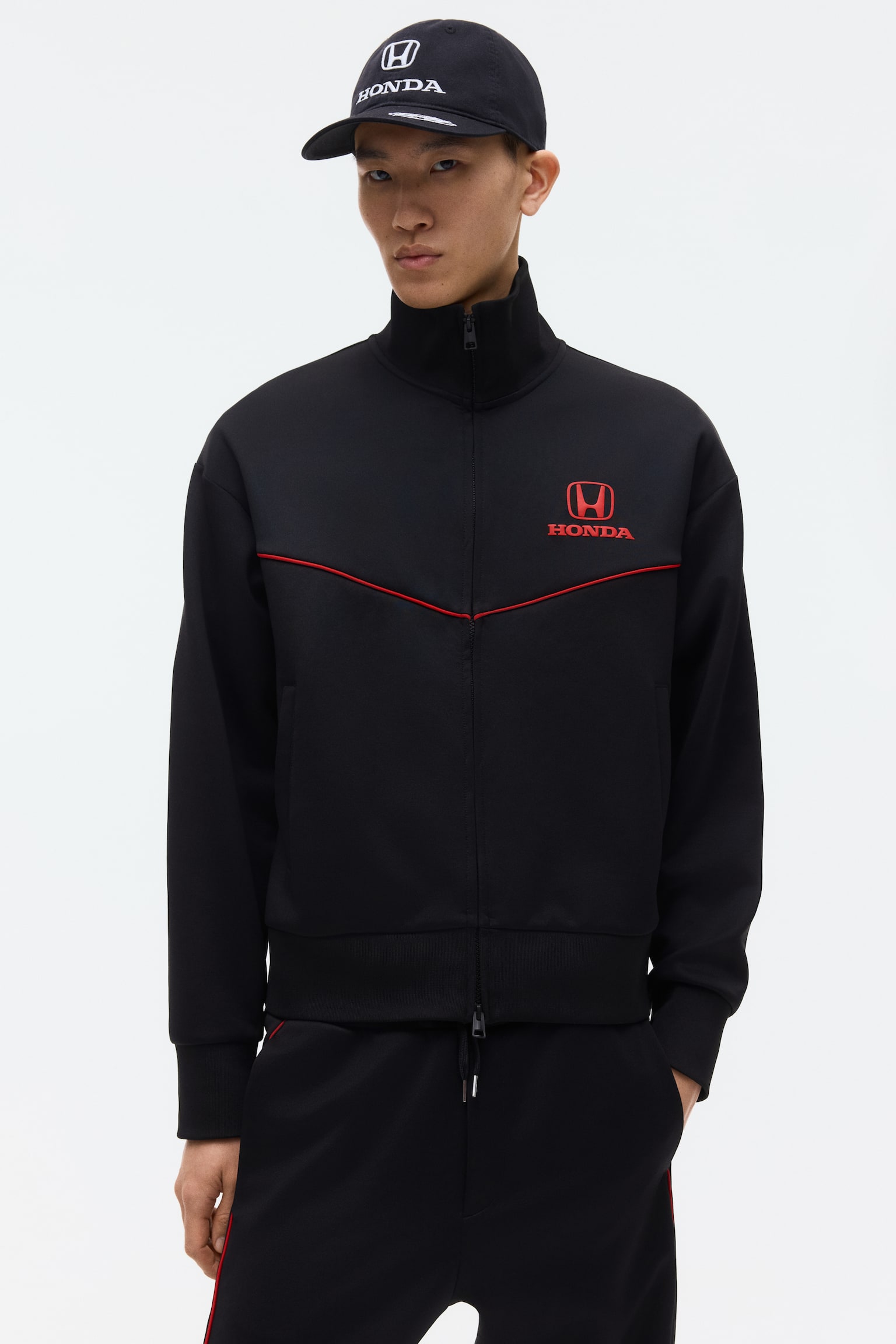 Áo khoác tập vải scuba Loose Fit - Màu đen/Honda - 3