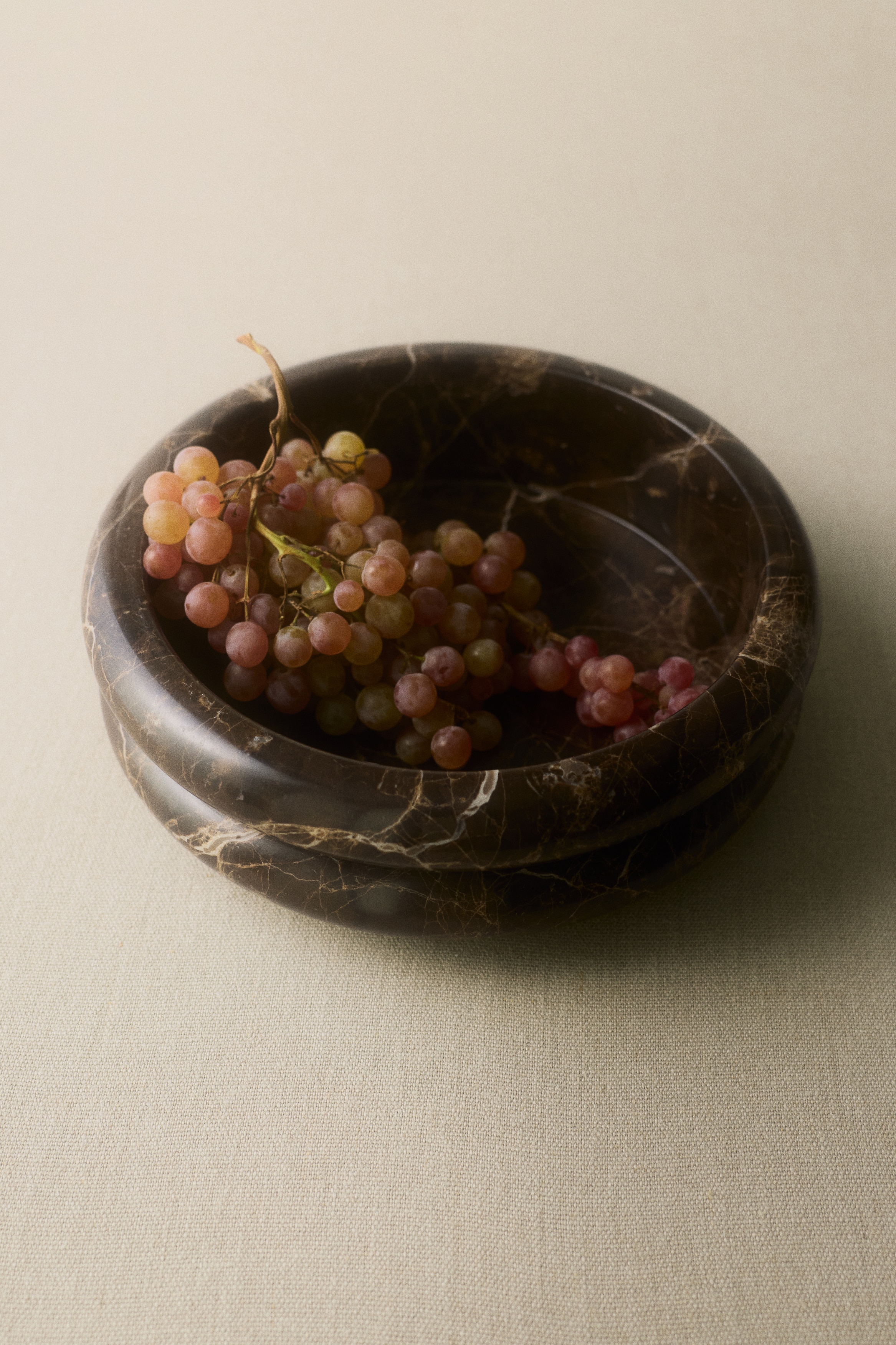 Large Marble Serving Bowl - Dark brown/marbled