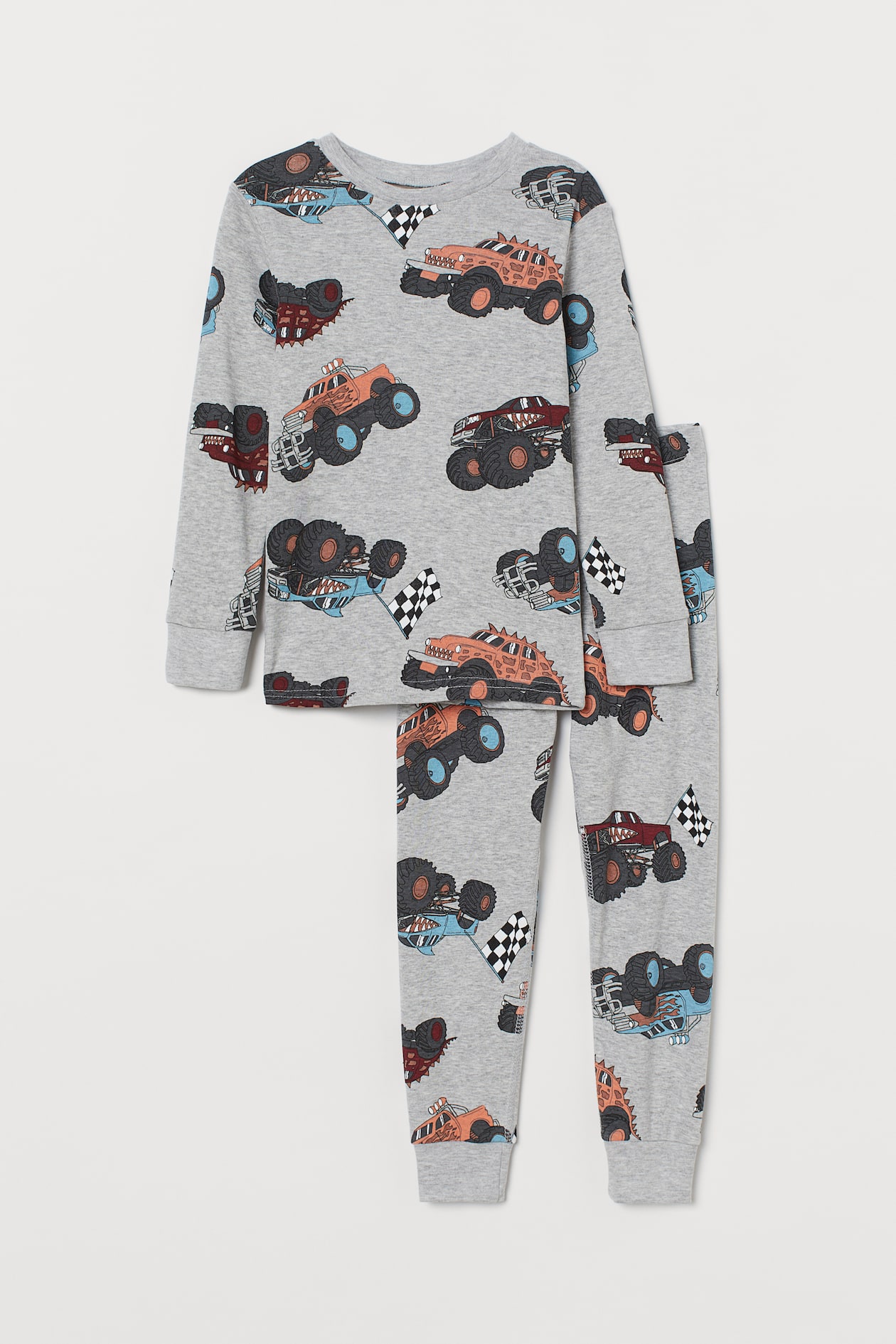 Jersey pyjamas - Light grey/Monster trucks - Kids | H&M GB