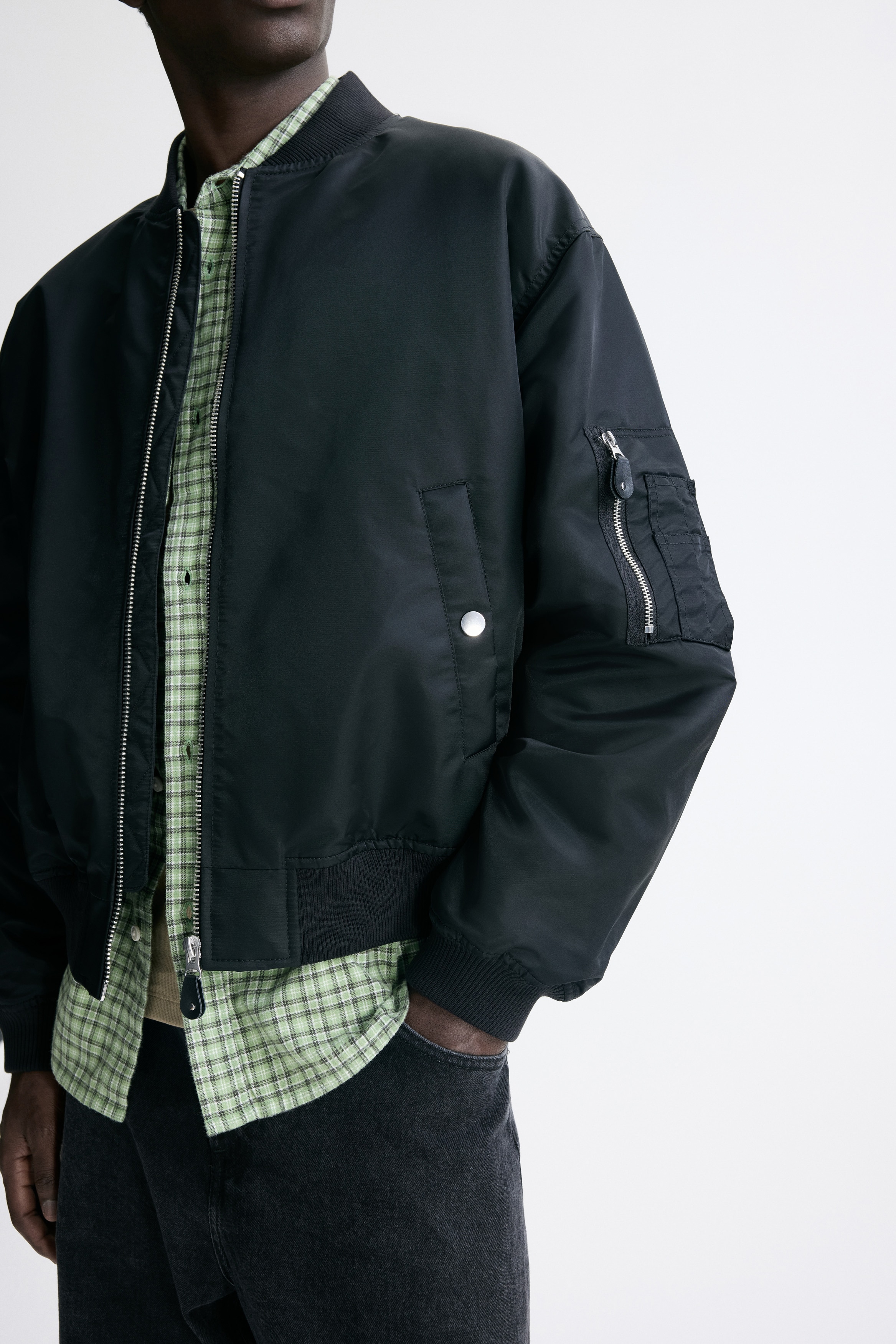 Padded nylon bomber jacket
