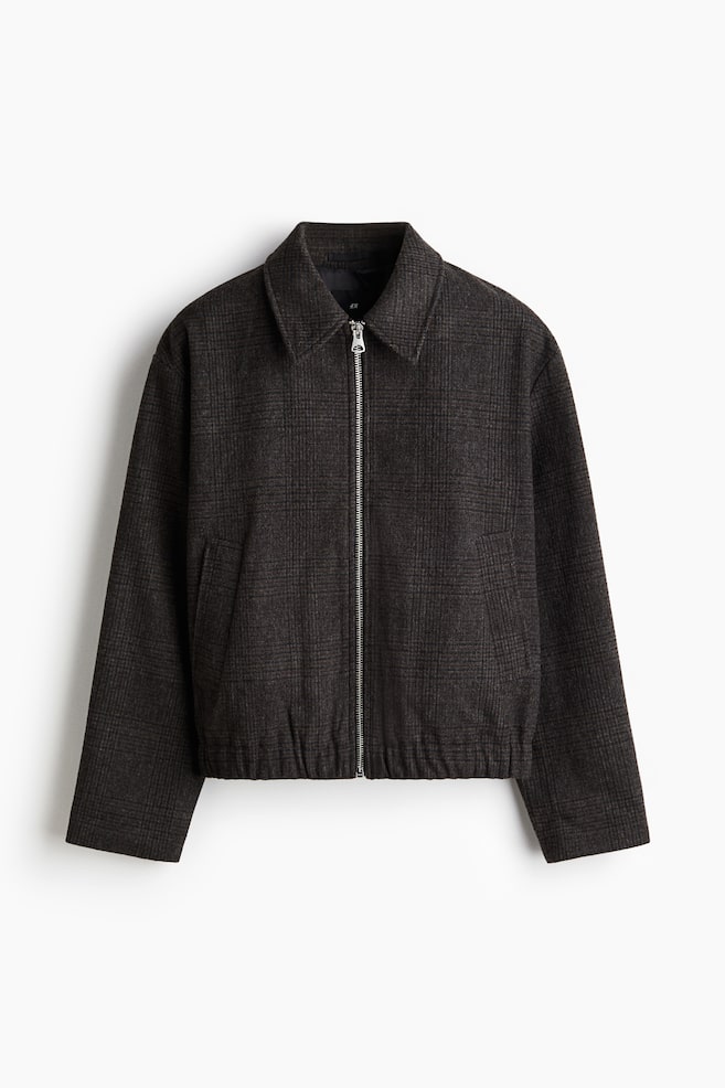 Regular Fit Felted shacket - Dark brown/Dark grey - 1
