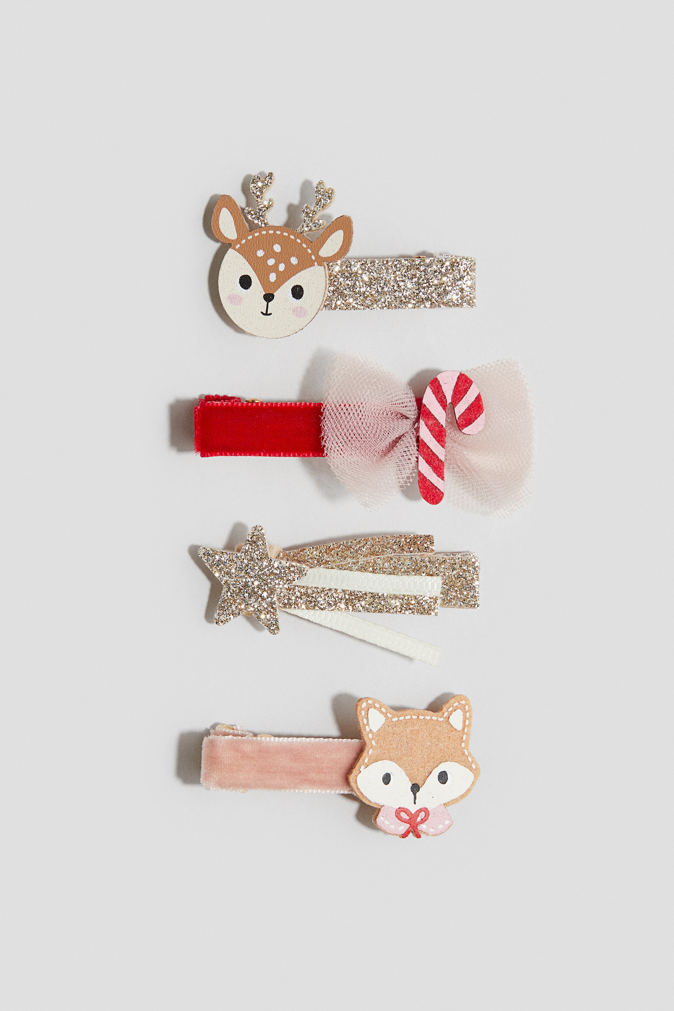 4入髮夾 - 金色/馴鹿/黑色/萬聖節