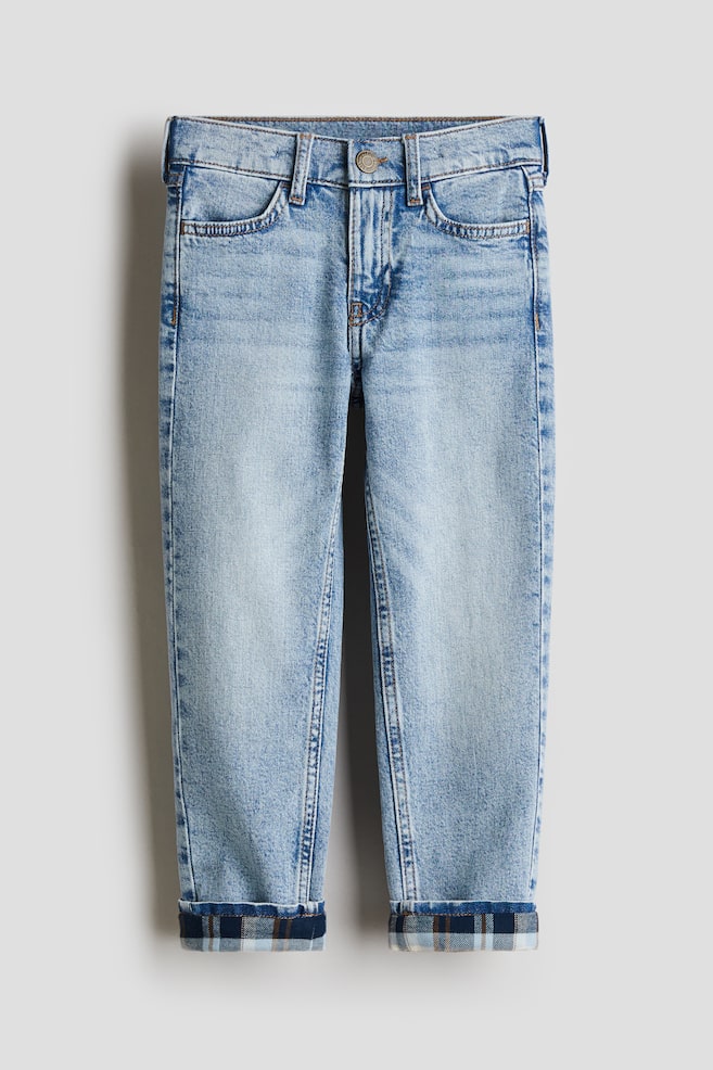 Slim Fit Lined Jeans - Light denim blue/Denim blue/Dark grey - 1
