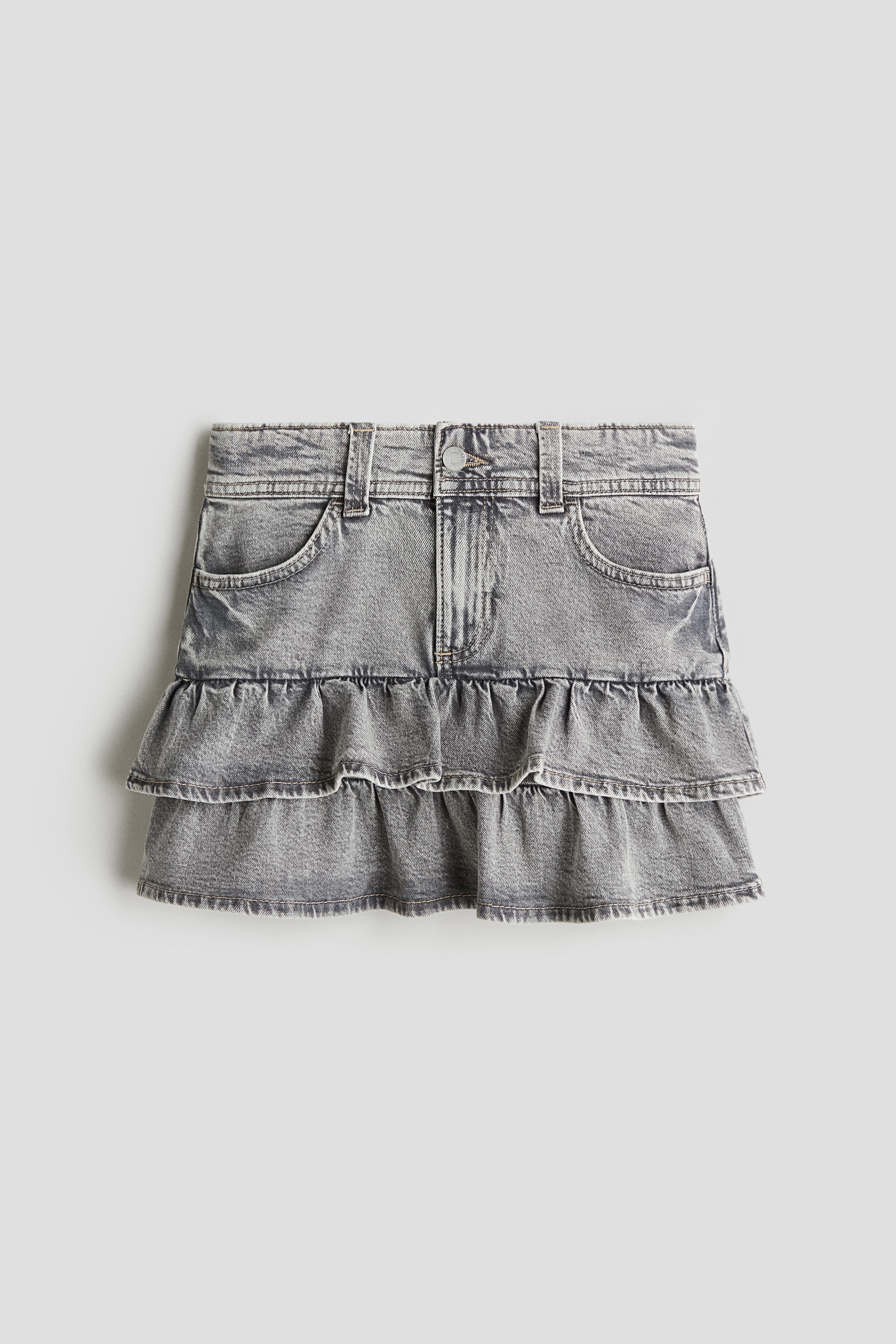 Denim Ruffle Skirt - Denim gray/Dark denim blue